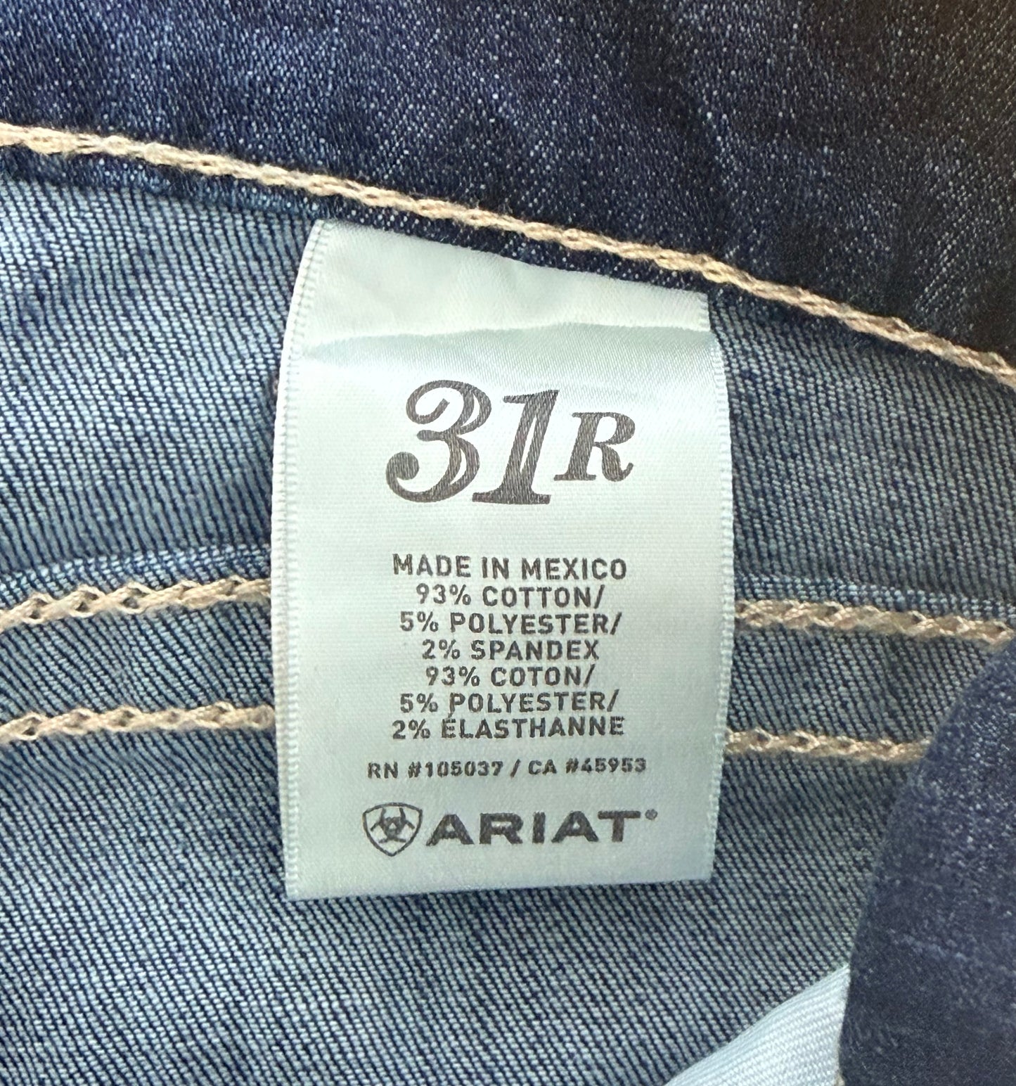 Vintage Ariat Stretch Denim Embroidered Pocket Bermuda Shorts, 33W