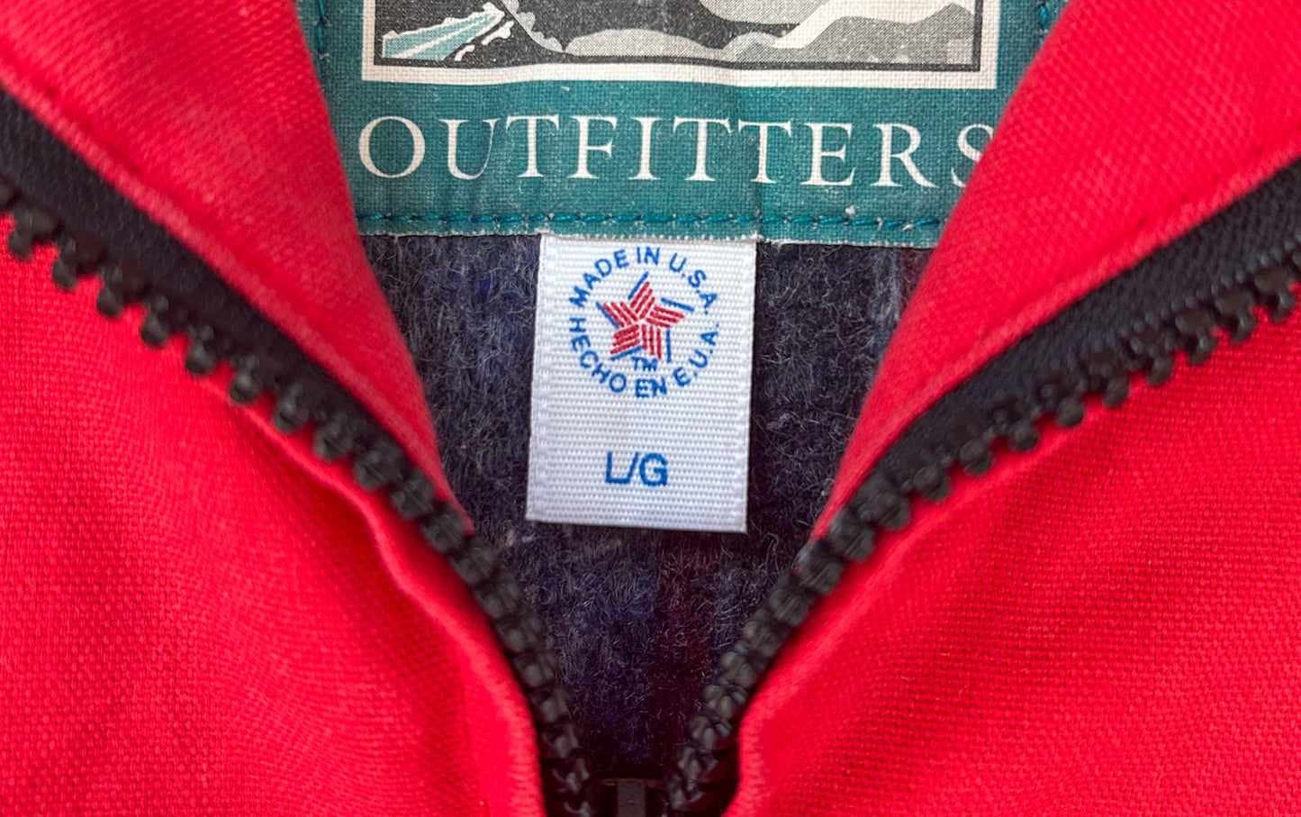 Vintage 90s Canyon Guide Outfitters Southwestern Aztec Bomber Jacket Red Black Made in USA, Size-Large