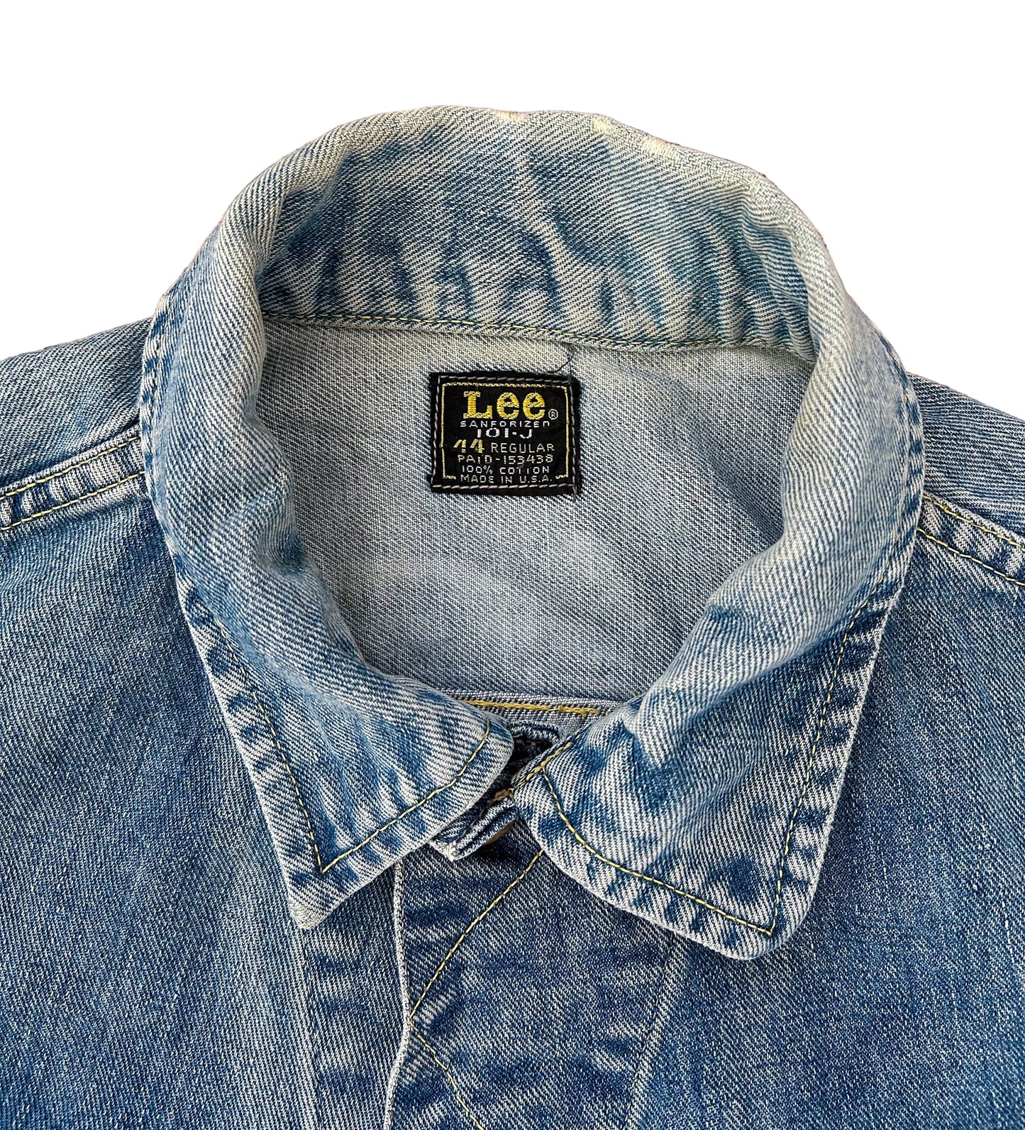 Vintage Lee Riders 101J Denim Jacket 44 Regular – Made in USA 1970s Faded Blue Jean Trucker