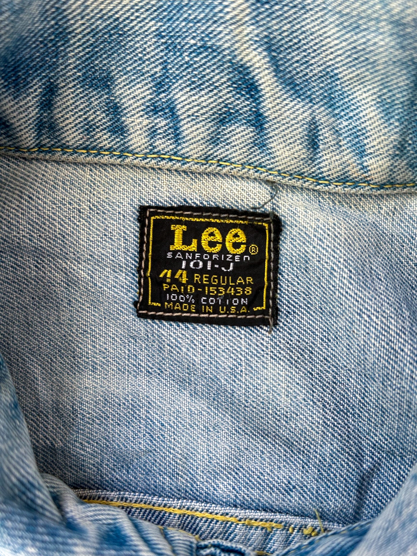 Vintage Lee Riders 101J Denim Jacket 44 Regular – Made in USA 1970s Faded Blue Jean Trucker