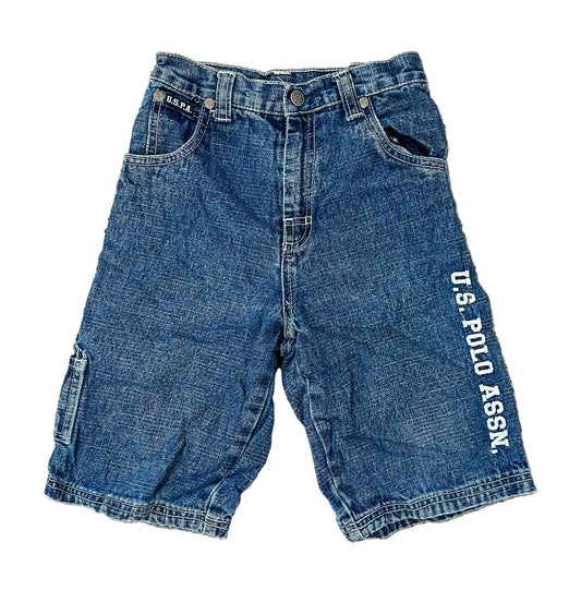Vintage Y2K Kids U.S. Polo Assn. Denim Jorts Cargo Shorts – 90s Logo Patch Blue Jean Shorts Boys Retro Streetwear, Size - 7 Years