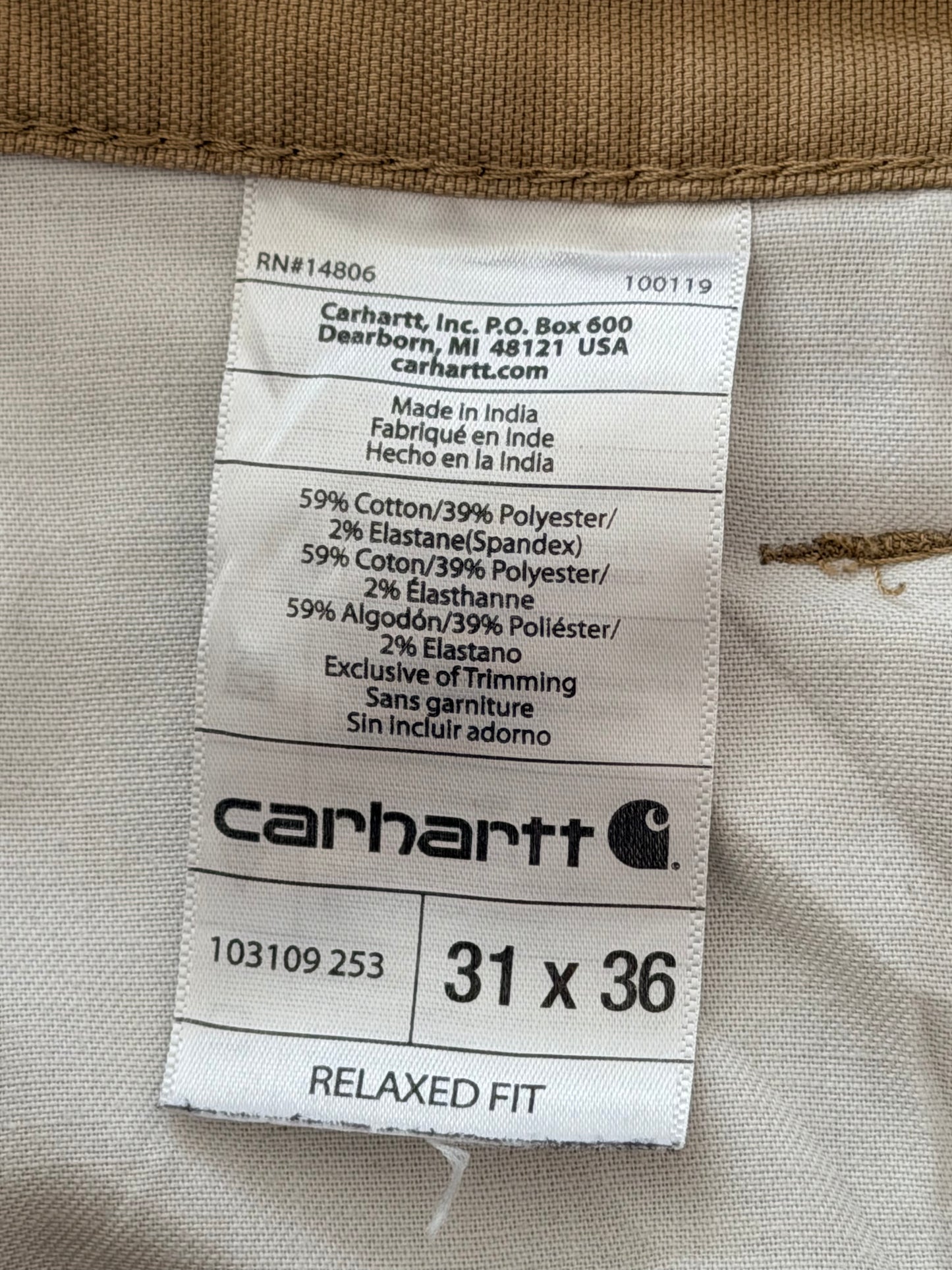 Vintage Carhartt Relaxed Fit Beige Workwear Pants, 33W 36L