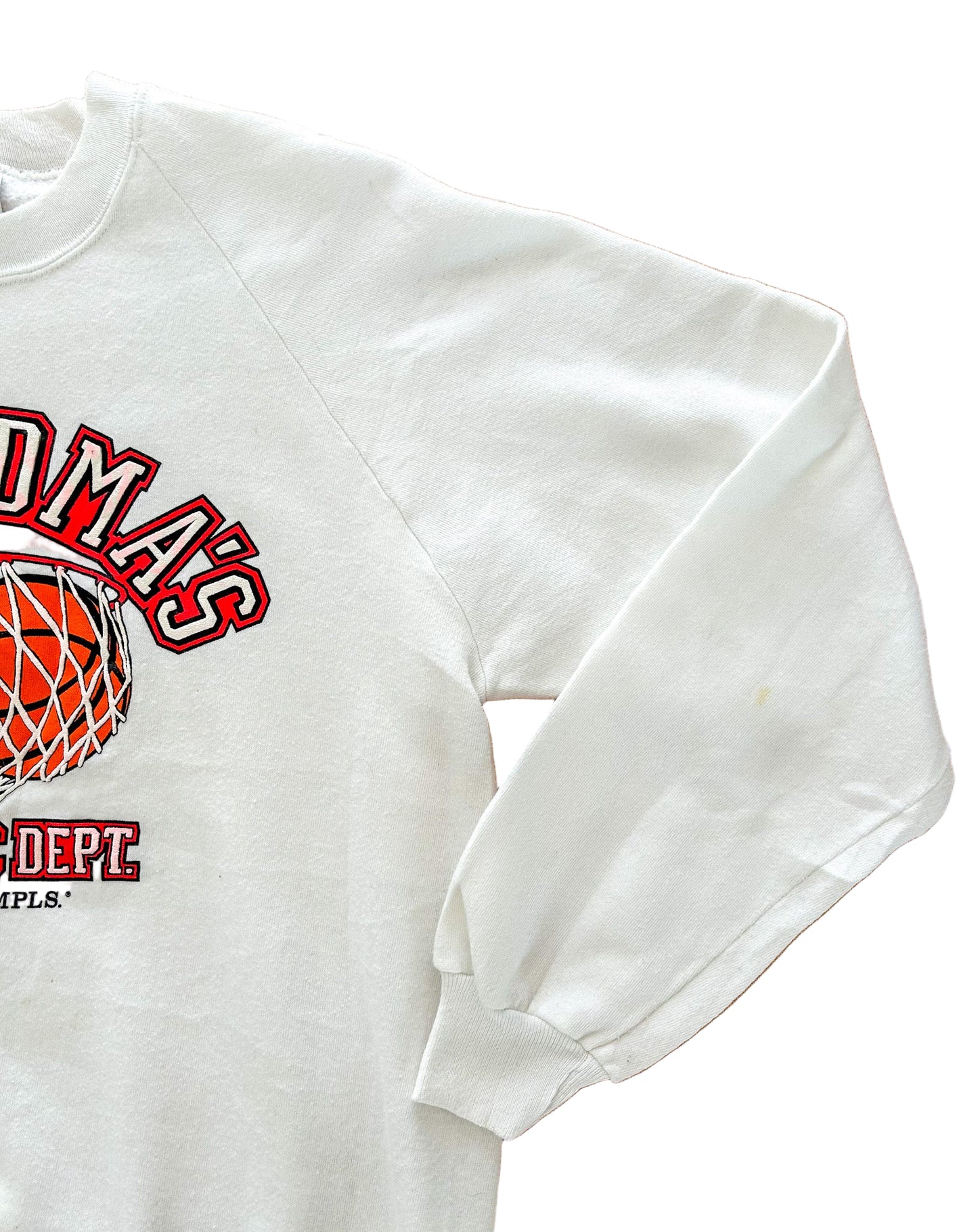 Vintage 1980s Jerzees Grandma’s Basketball Sweatshirt – Made in USA White Graphic Crewneck Pullover, Rare, Size - XL
