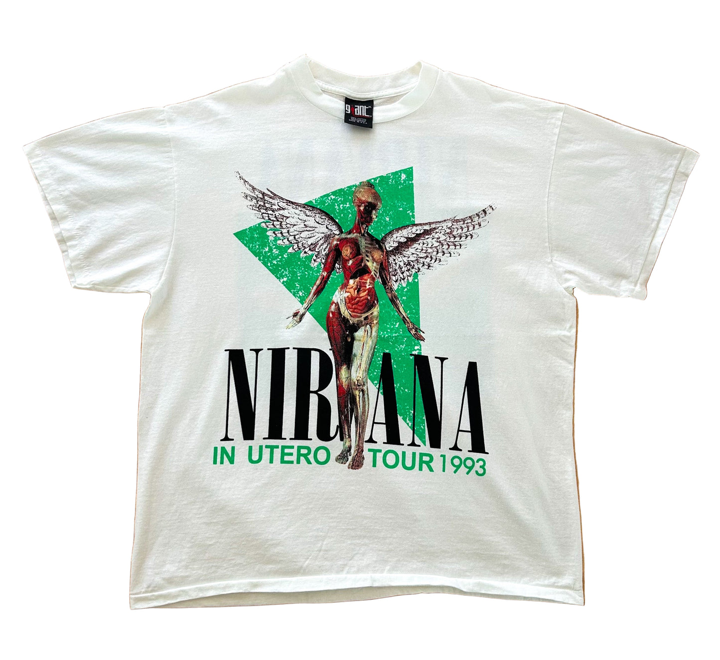 Vintage Nirvana T-Shirt 1990s In Utero Tour Double Sided Single Stitch – Rare 90s Giant Label Band Tee Made in USA, Size - XL