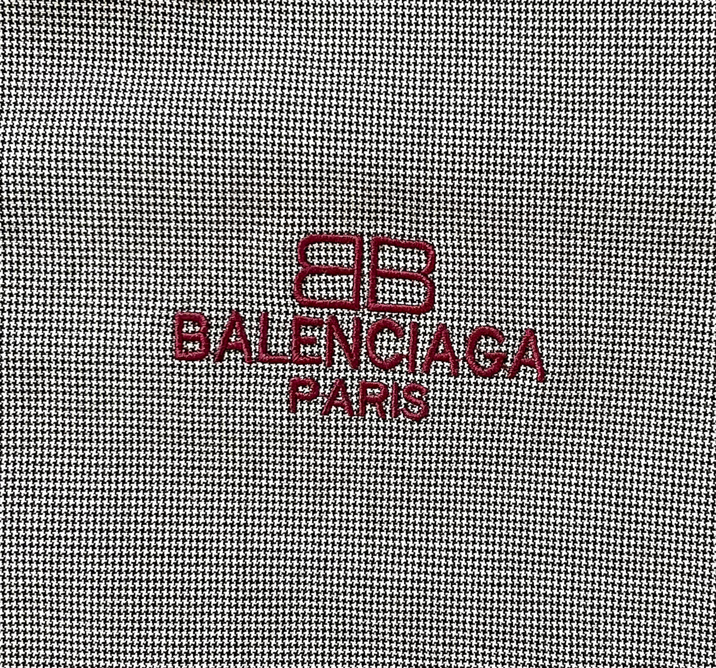 Vintage Balenciaga Paris Zip Jacket – Houndstooth Check, Embroidered Logo, Designer Streetwear, Size-Medium