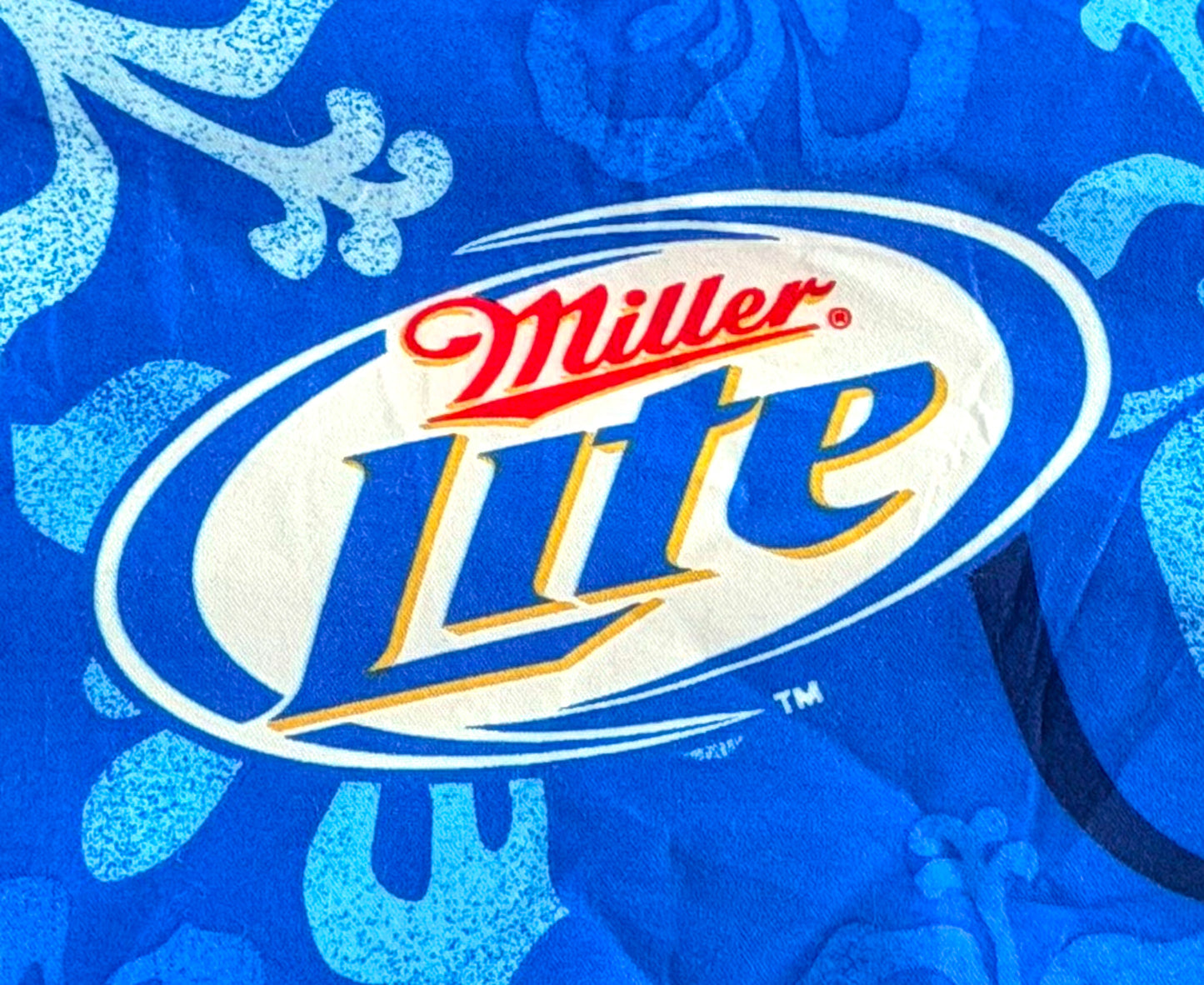 Vintage Miller Lite Blue Hawaiian Shirt, Large