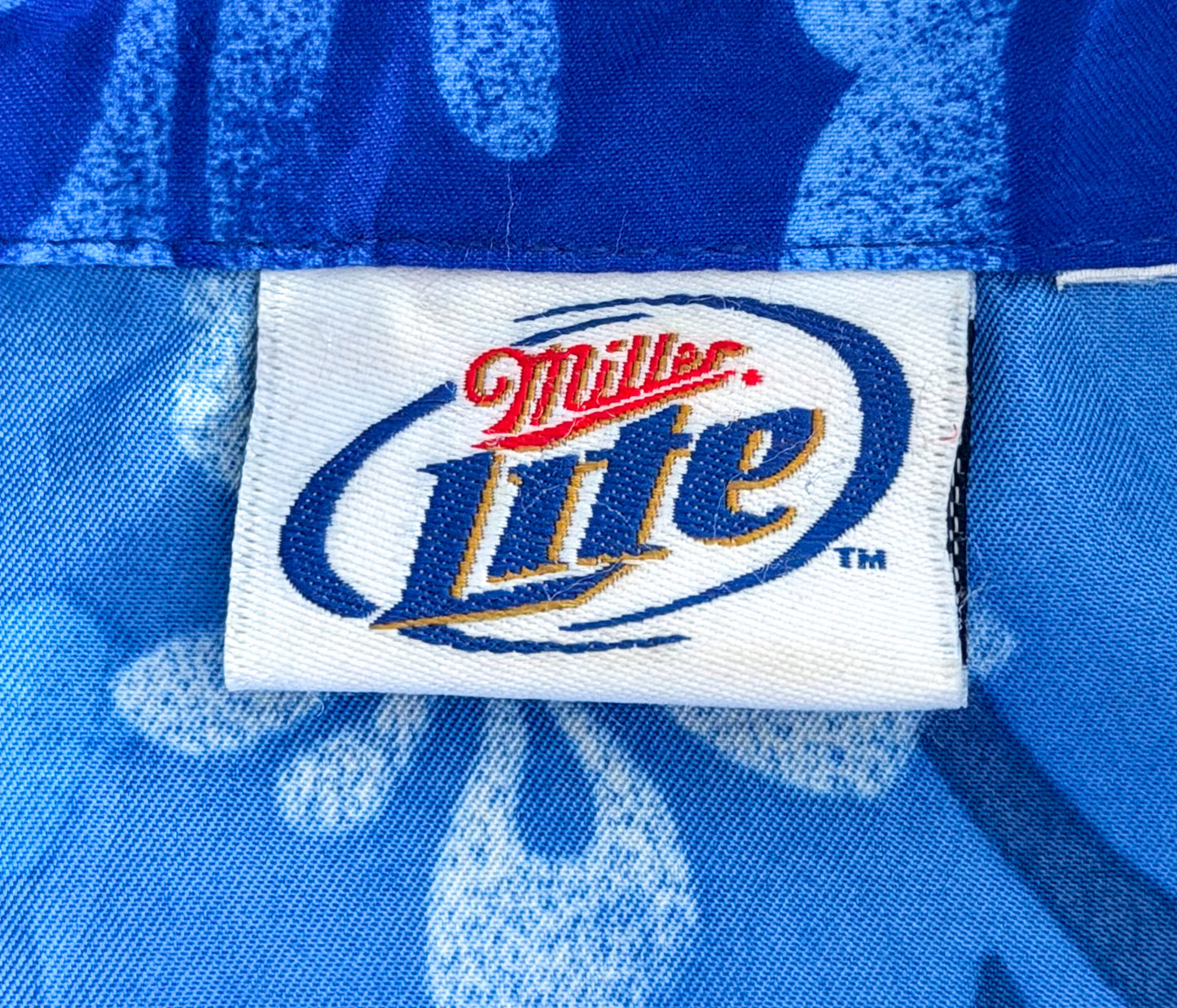 Vintage Miller Lite Blue Hawaiian Shirt, Large