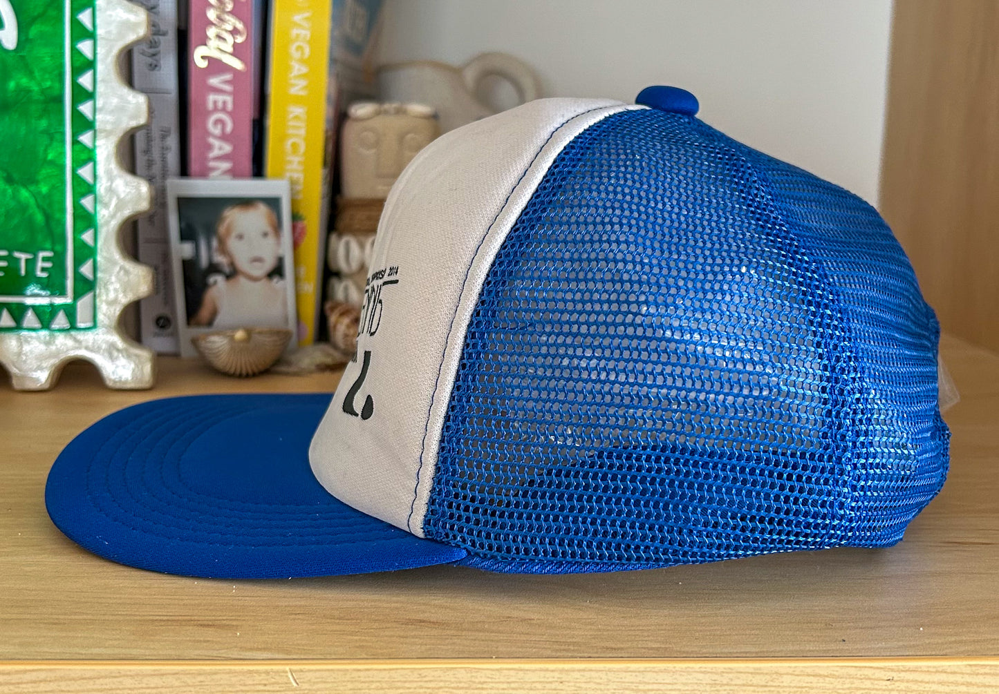 Vintage 2014 All Japan Soft Tennis Kagawa Championship Trucker Hat – Blue & White Mesh Snapback Cap, Retro Japanese Sportswear