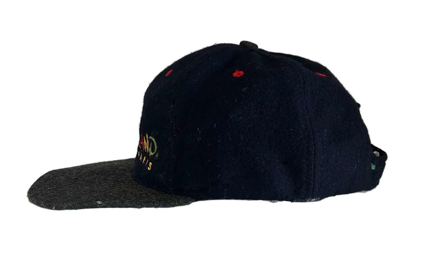 Vintage Disneyland Paris Cap 90s Disney Embroidered Logo Hat – Black Wool with Grey Brim Adjustable Snapback