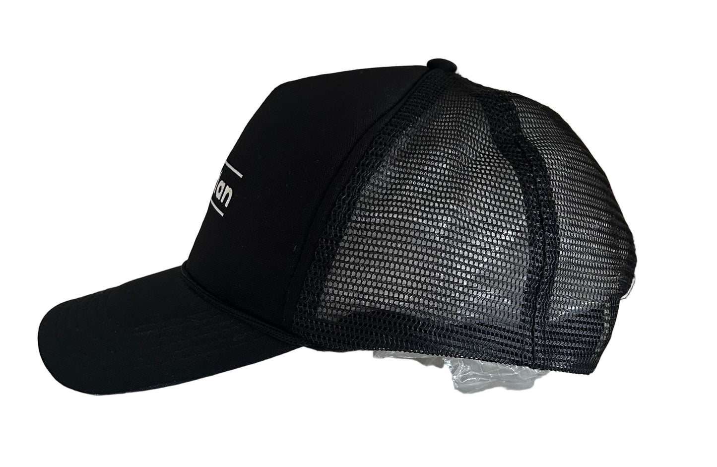 Vintage Pizza Man Black Trucker Hat – 80s 90s Retro Fast Food Cap, Adjustable Mesh Snapback