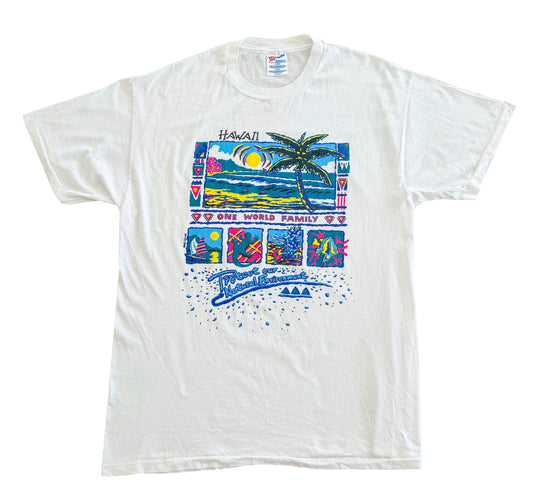Vintage 1990s Hawaii One World Family Single Stitch T-Shirt, XL