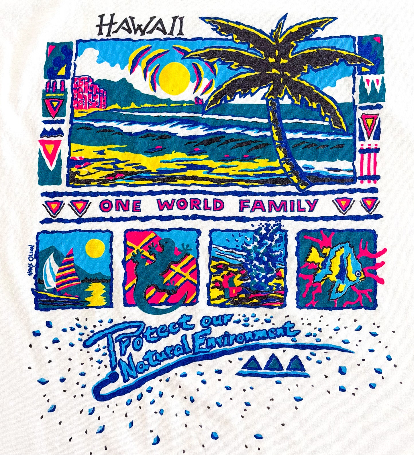 Vintage 1990s Hawaii One World Family Single Stitch T-Shirt, XL