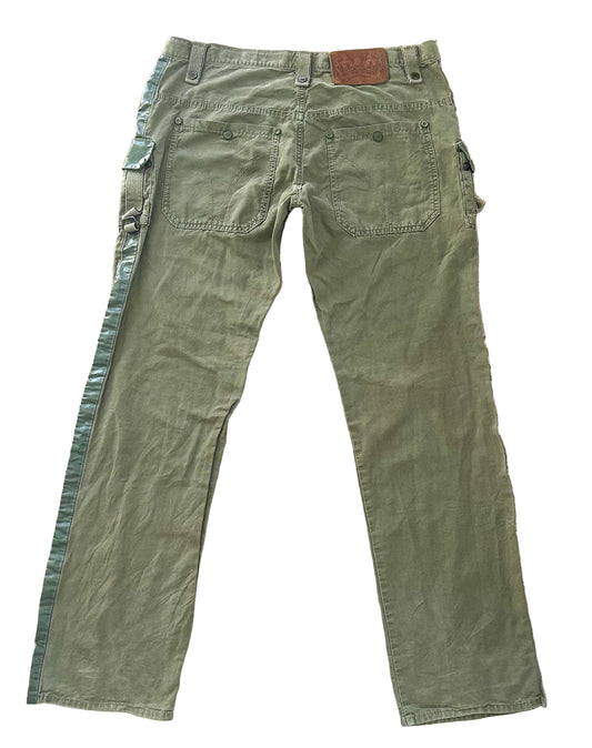 Vintage D&G Dolce & Gabbana Green Cargo Pants – Y2K Military Utility Designer Streetwear Trousers 38 Waist