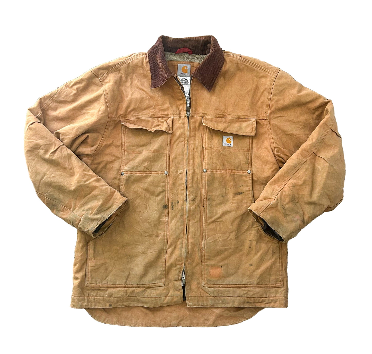 Vintage Carhartt Detroit Chore Jacket – Brown Duck Canvas, Blanket Lined Workwear Coat – Distressed Utility Jacket XL