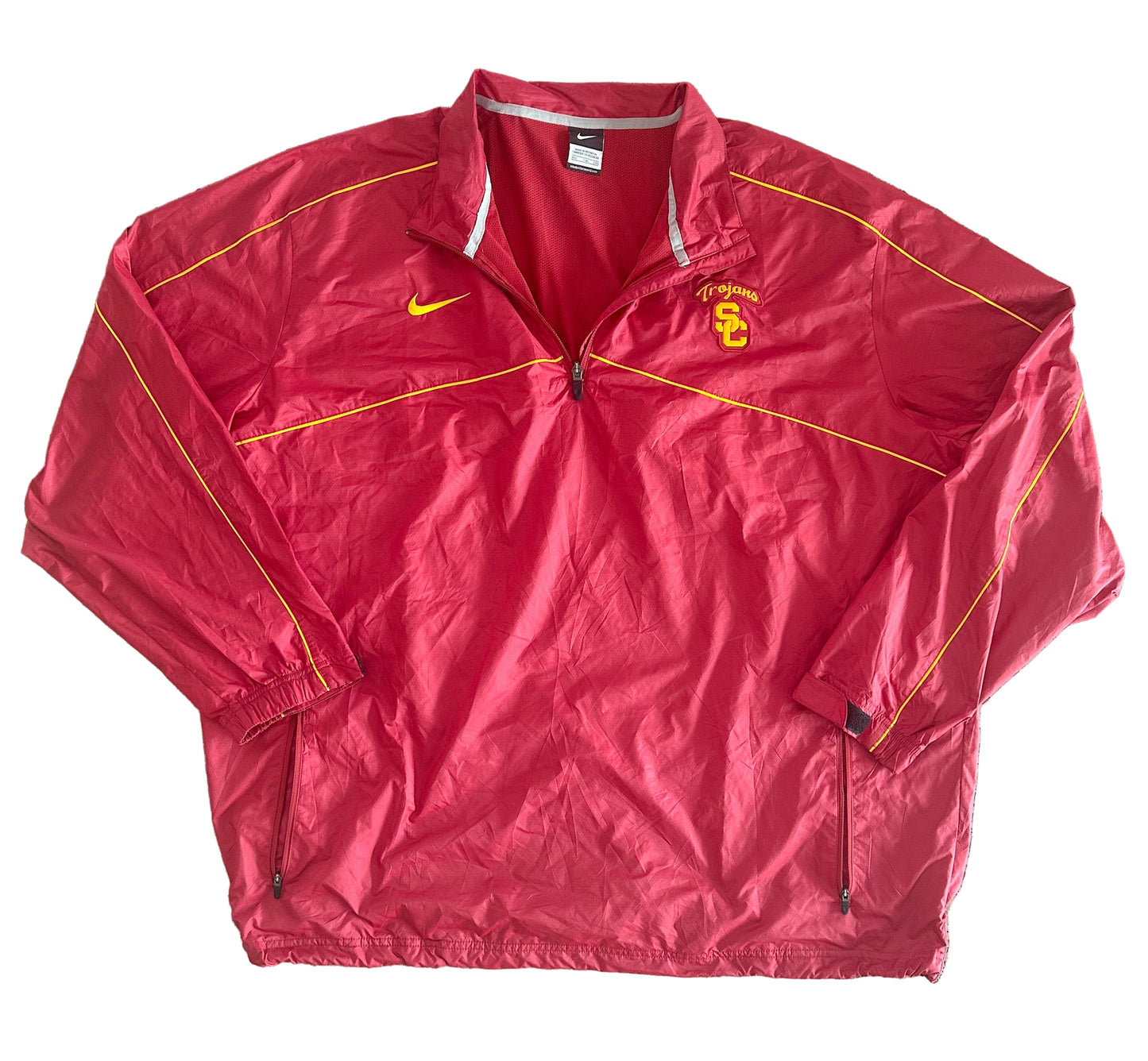 Vintage Nike USC Trojans Windbreaker Jacket – Red & Gold Pullover, NCAA College Football Streetwear, Size - XXL