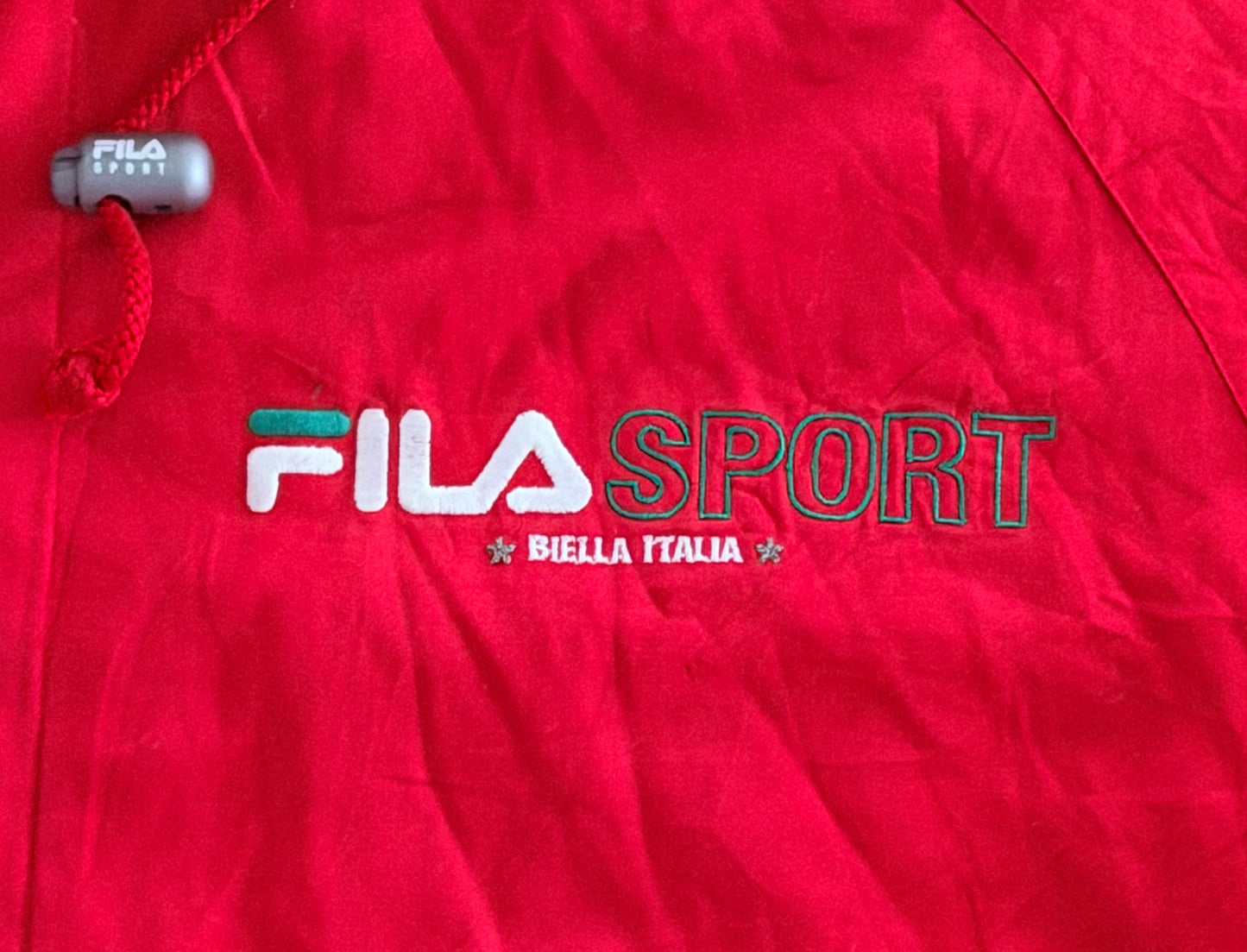 Vintage 1990s Fila Sport Hooded Jacket Red Green Italia Jacket, Large