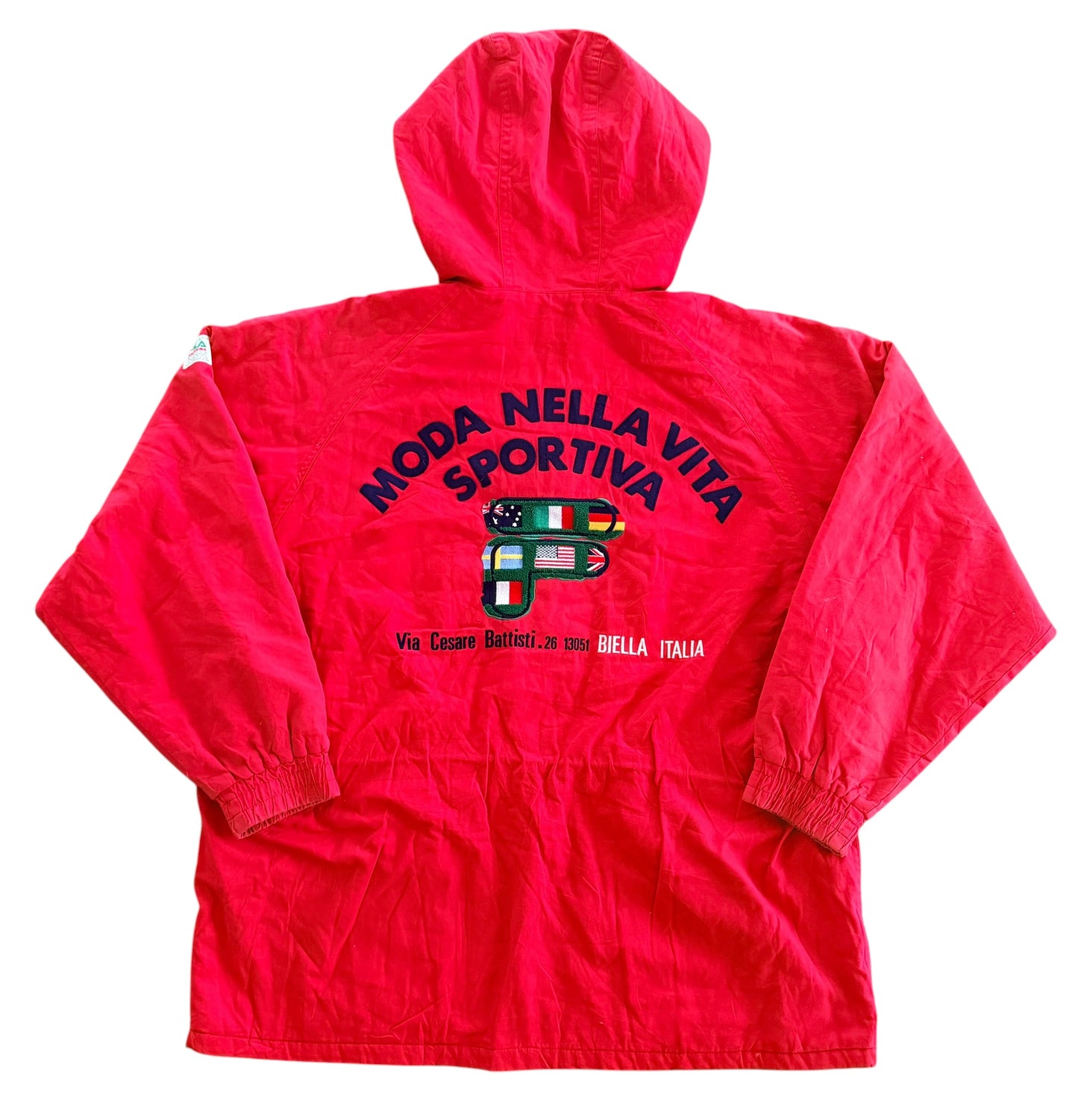 Vintage 1990s Fila Sport Hooded Jacket Red Green Italia Jacket, Large