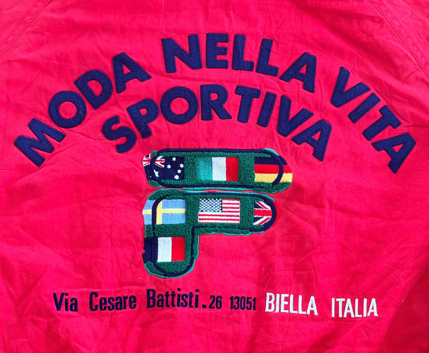 Vintage 1990s Fila Sport Hooded Jacket Red Green Italia Jacket, Large