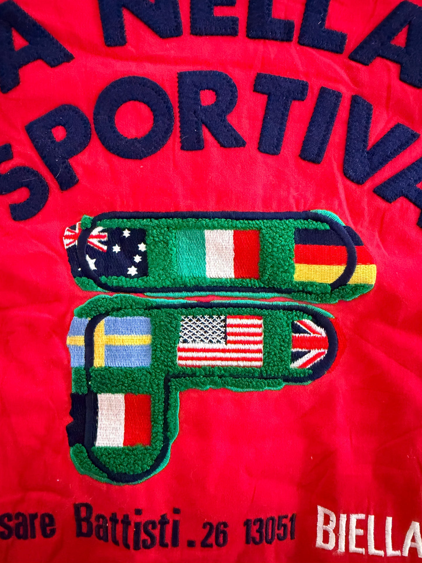 Vintage 1990s Fila Sport Hooded Jacket Red Green Italia Jacket, Large
