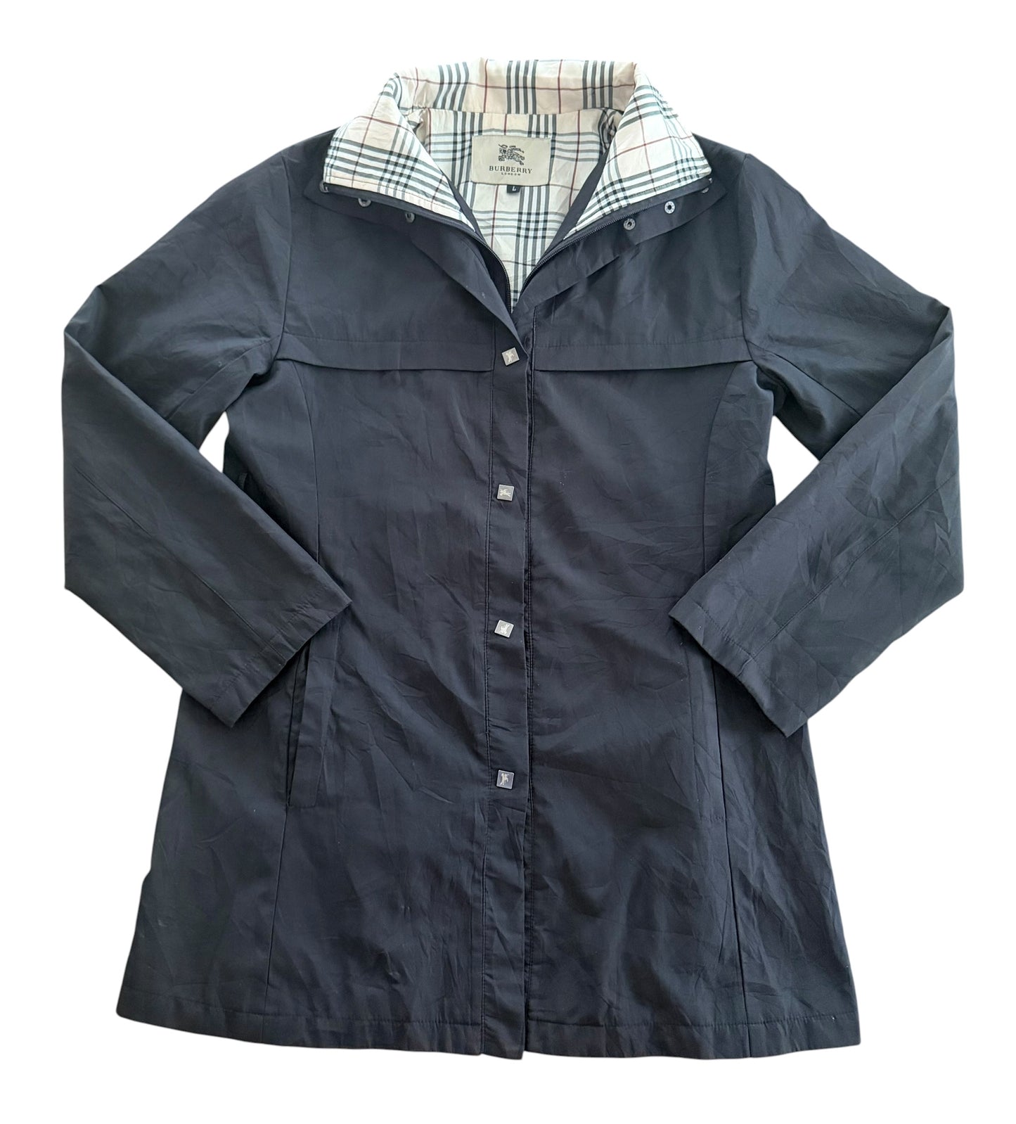 Burberry London Women’s Mac Style Nova Check Lined Coat Jacket, Medium