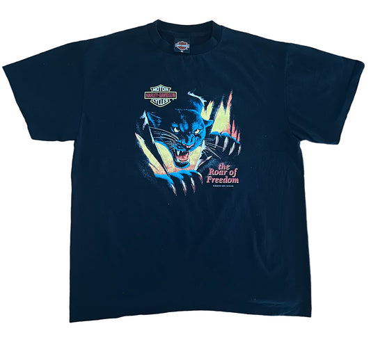 Vintage 1992 Harley-Davidson Panther T-Shirt – Roar of Freedom Graphic Tee Palm Springs California Biker USA Made, Size - XL