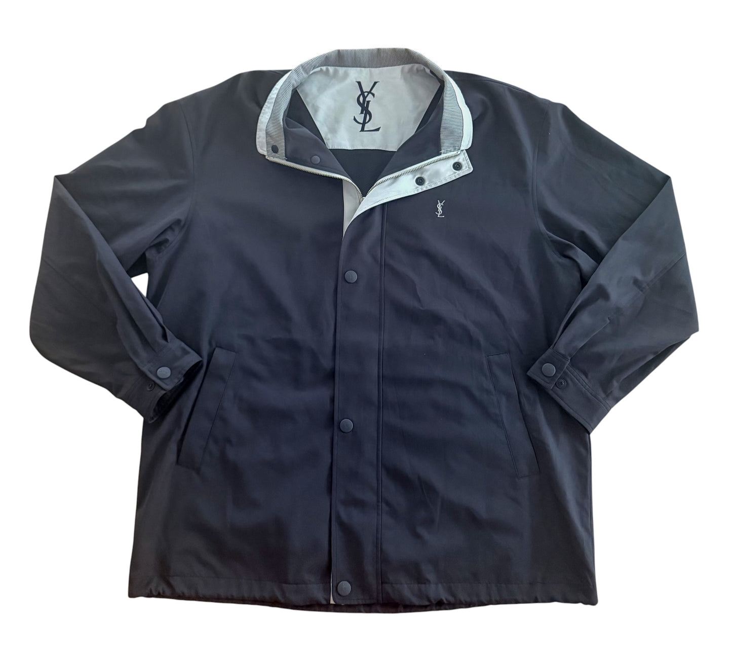 Vintage Yves Saint Laurent YSL Zip-Up Navy Blue Jacket, XL