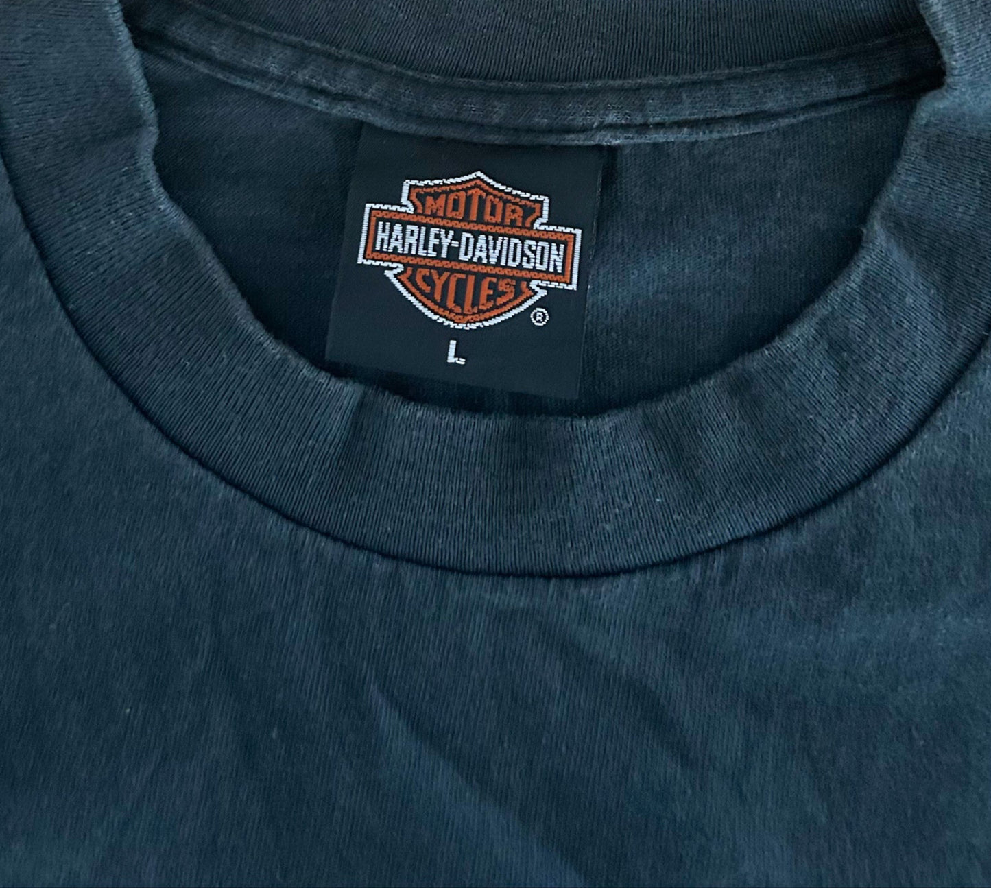 Vintage 1990s Harley-Davidson Single Stitch T-Shirt Chrome Sweet Chrome Flames Daytona Beach Biker Tee Black, Size-Large