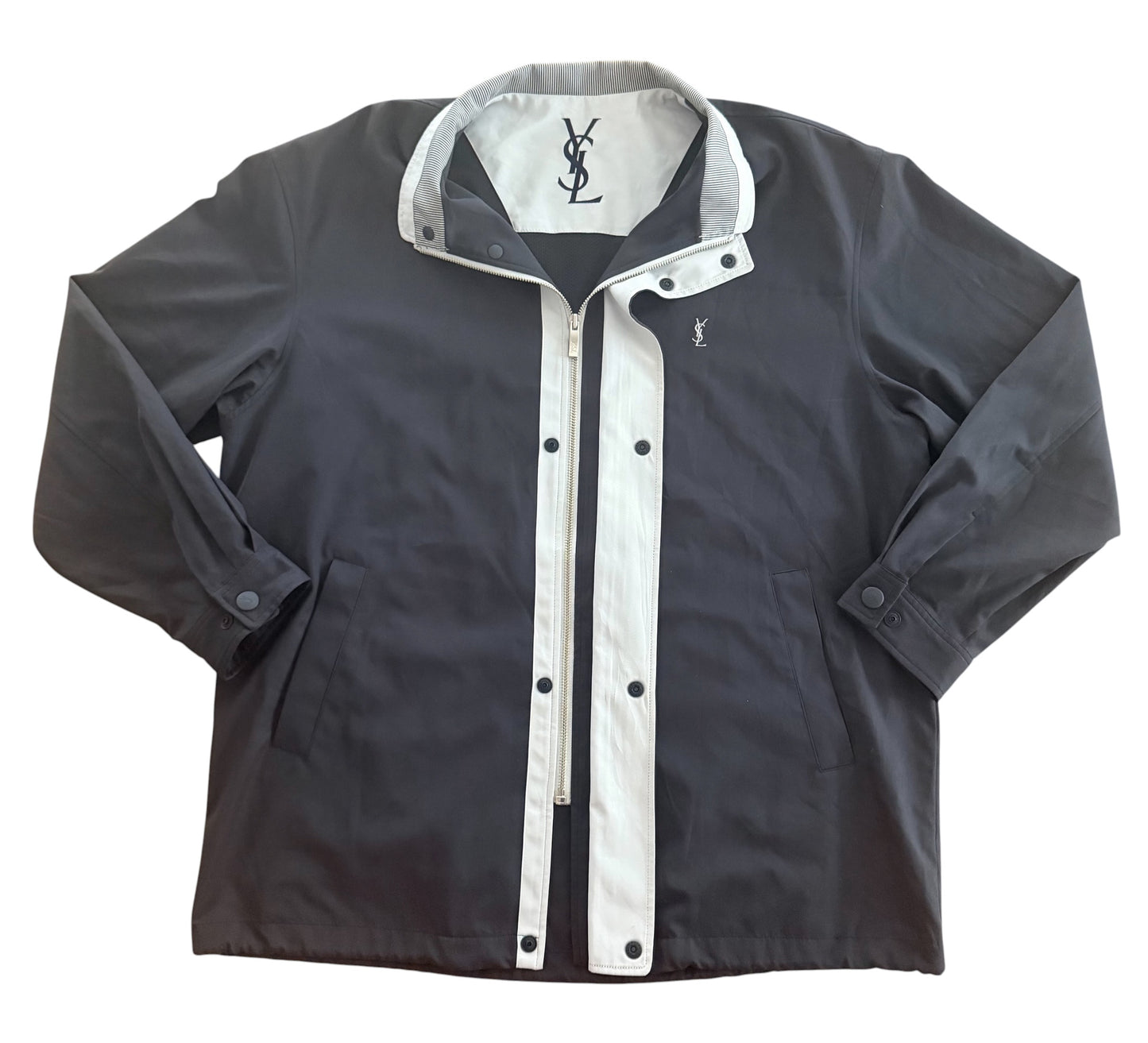 Vintage Yves Saint Laurent YSL Zip-Up Navy Blue Jacket, XL