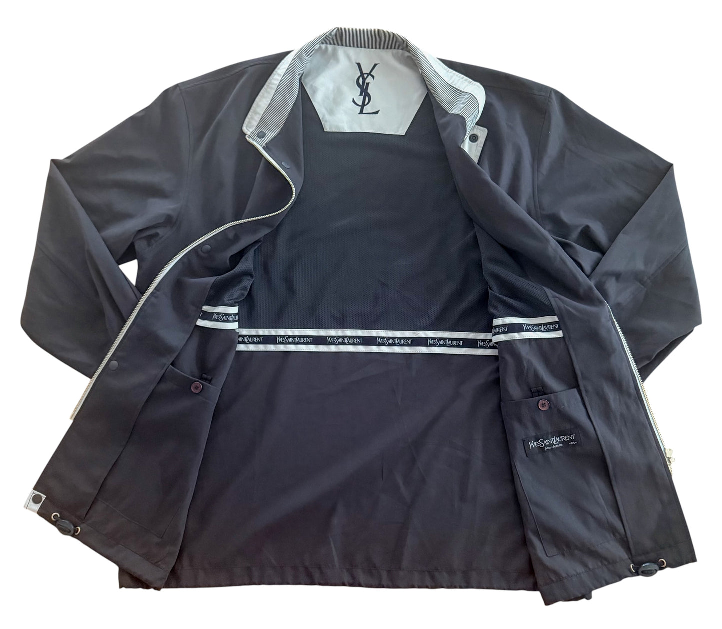 Vintage Yves Saint Laurent YSL Zip-Up Navy Blue Jacket, XL