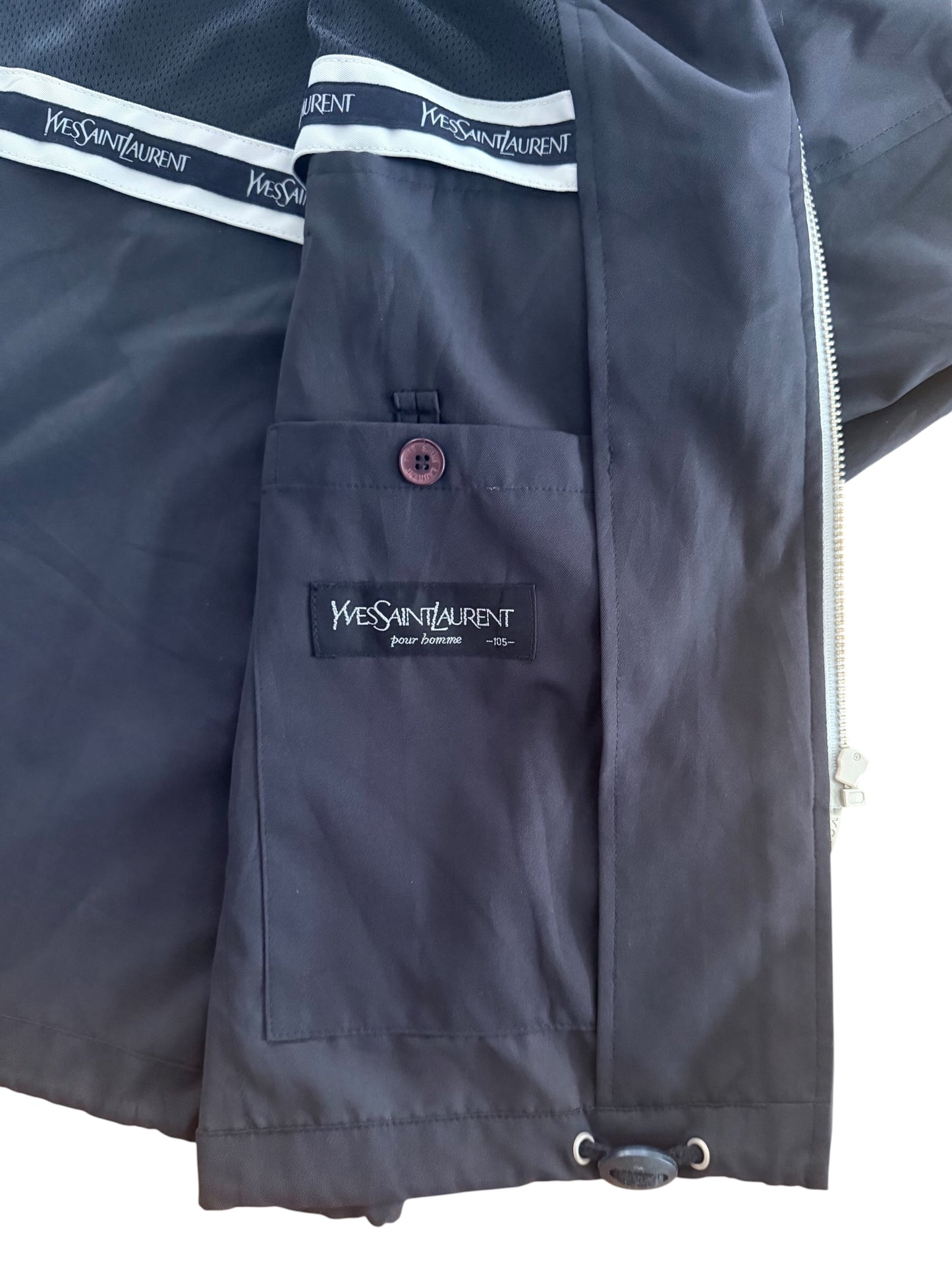 Vintage Yves Saint Laurent YSL Zip-Up Navy Blue Jacket, XL