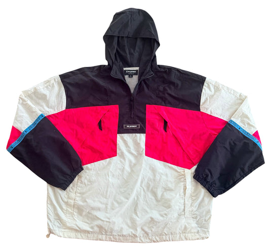 Playboy x PacSun Colour Block Hooded Pullover Windbreaker Jacket, XL