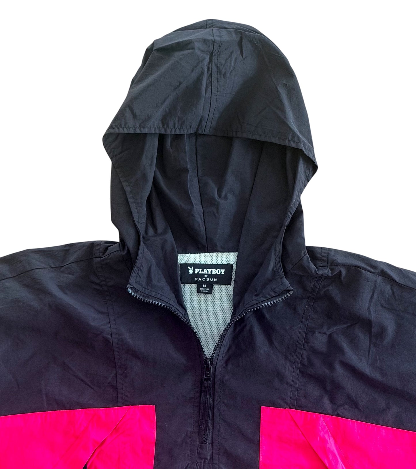 Playboy x PacSun Colour Block Hooded Pullover Windbreaker Jacket, XL