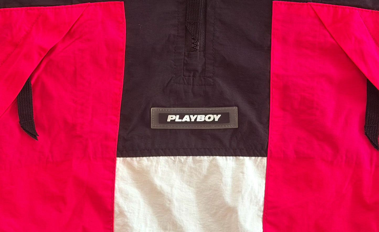 Playboy x PacSun Colour Block Hooded Pullover Windbreaker Jacket, XL