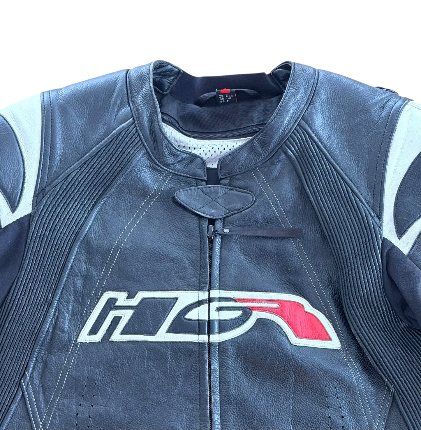 Vintage Hein Gericke Black and White Leather Motorcycle Cafe Racer Jacket, Large