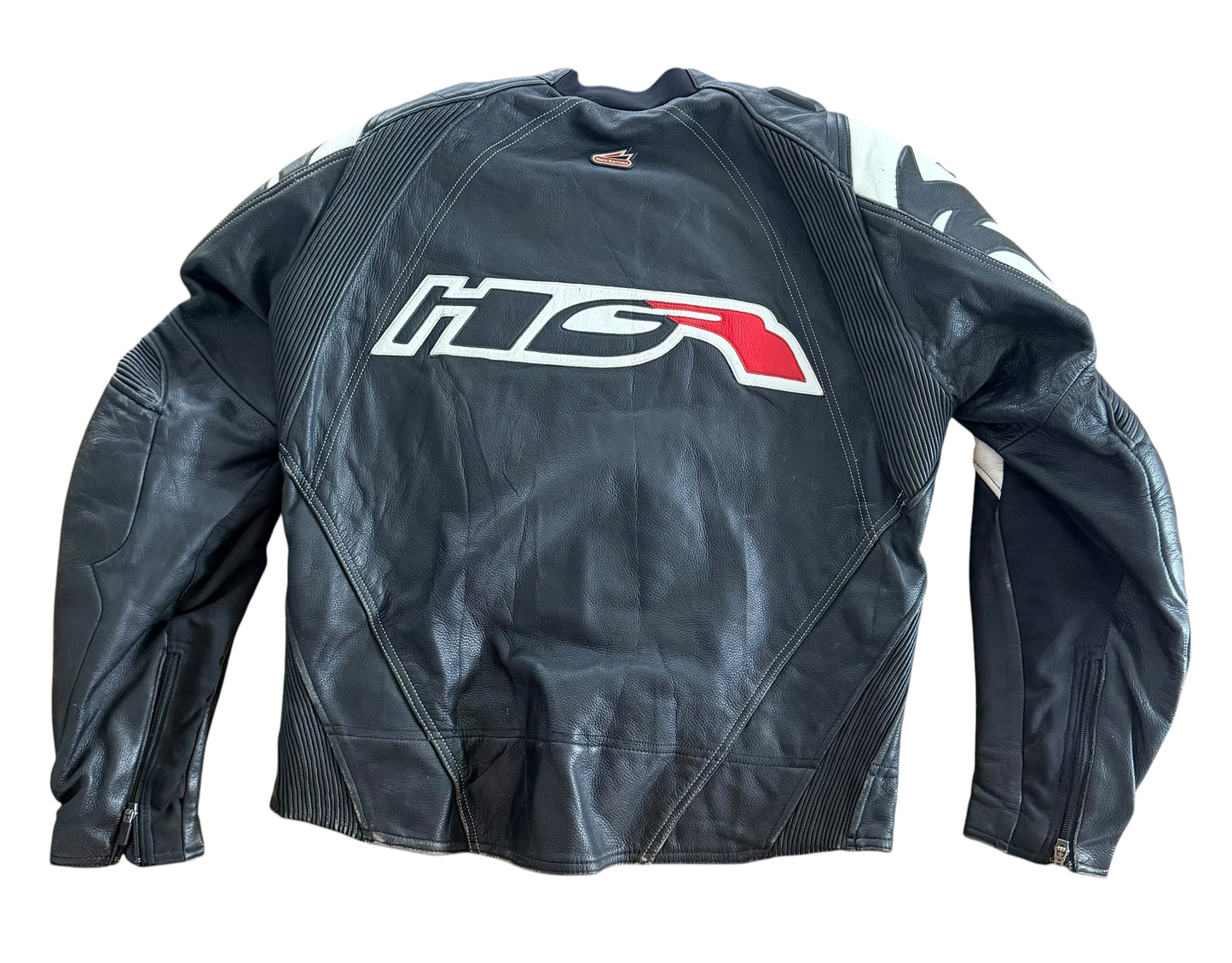 Vintage Hein Gericke Black and White Leather Motorcycle Cafe Racer Jacket, Large