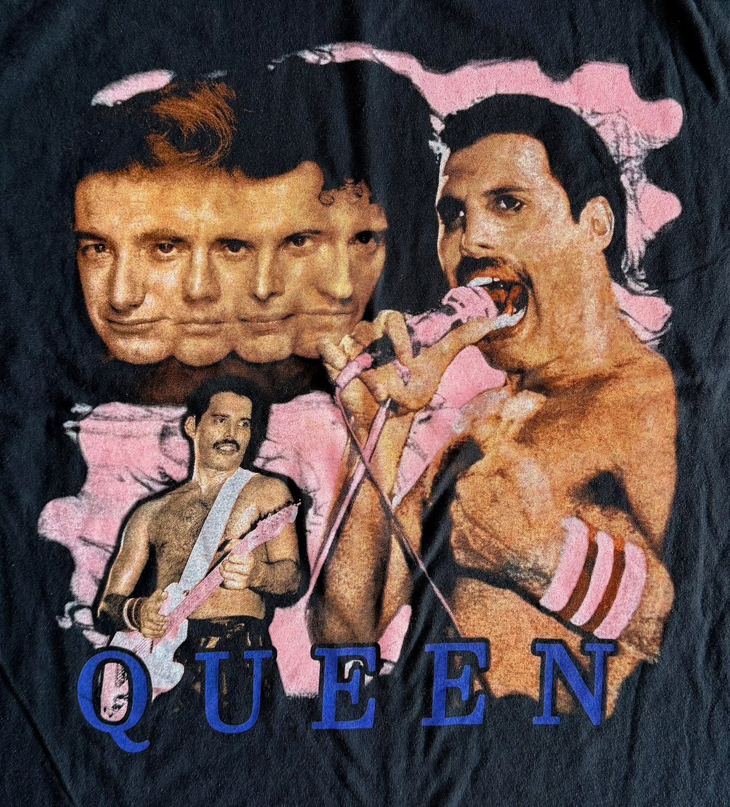 Vintage Queen Single Stitch Band T-Shirt Oneita Power-T Freddie Mercury Graphic Rock Concert Tee Black, Size XL