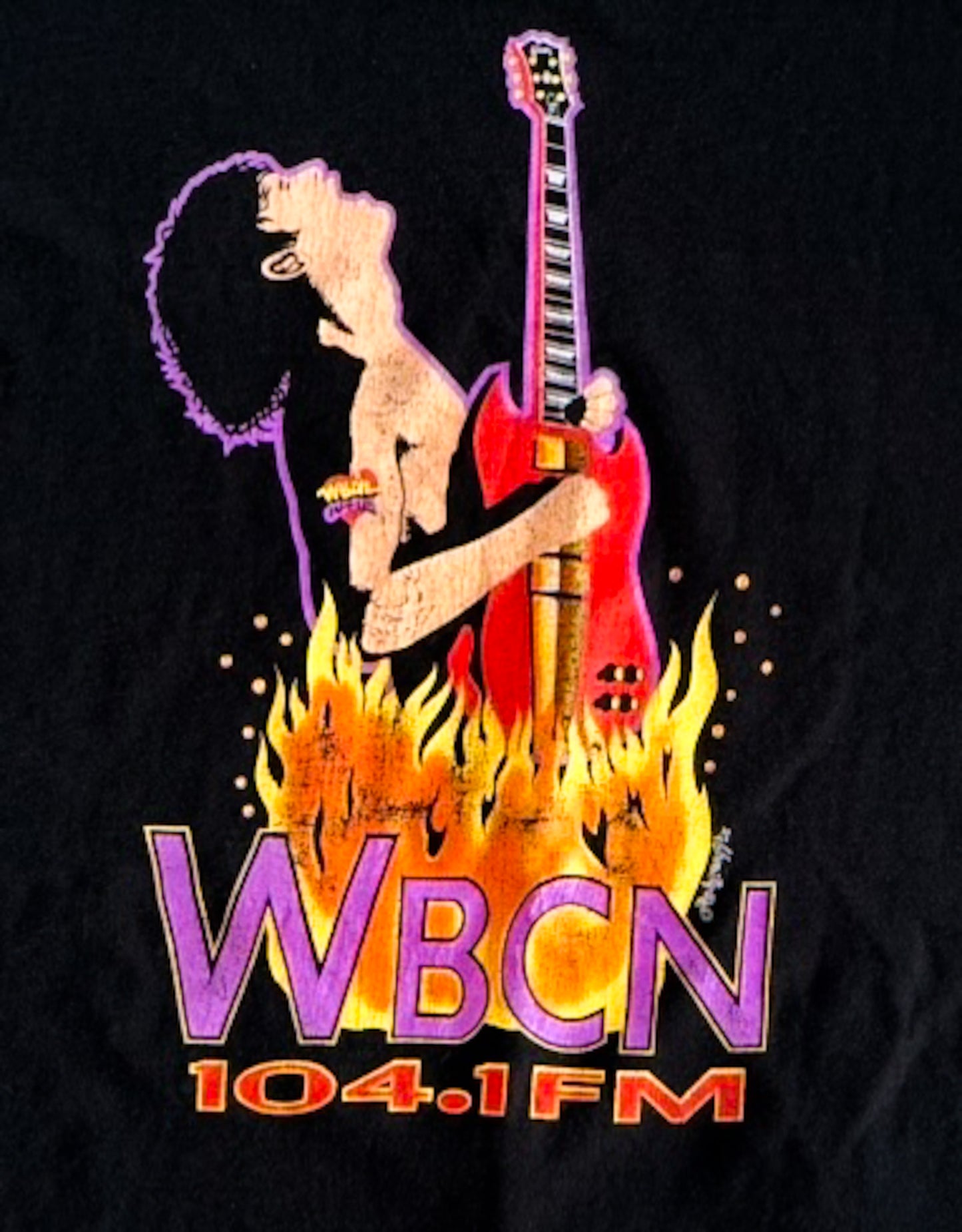 Vintage 90s WBCN 104.1 FM Boston Rock Radio T-Shirt – Rare Fruit of the Loom Made in USA Single Stitch Band Tee, Rare - XL
