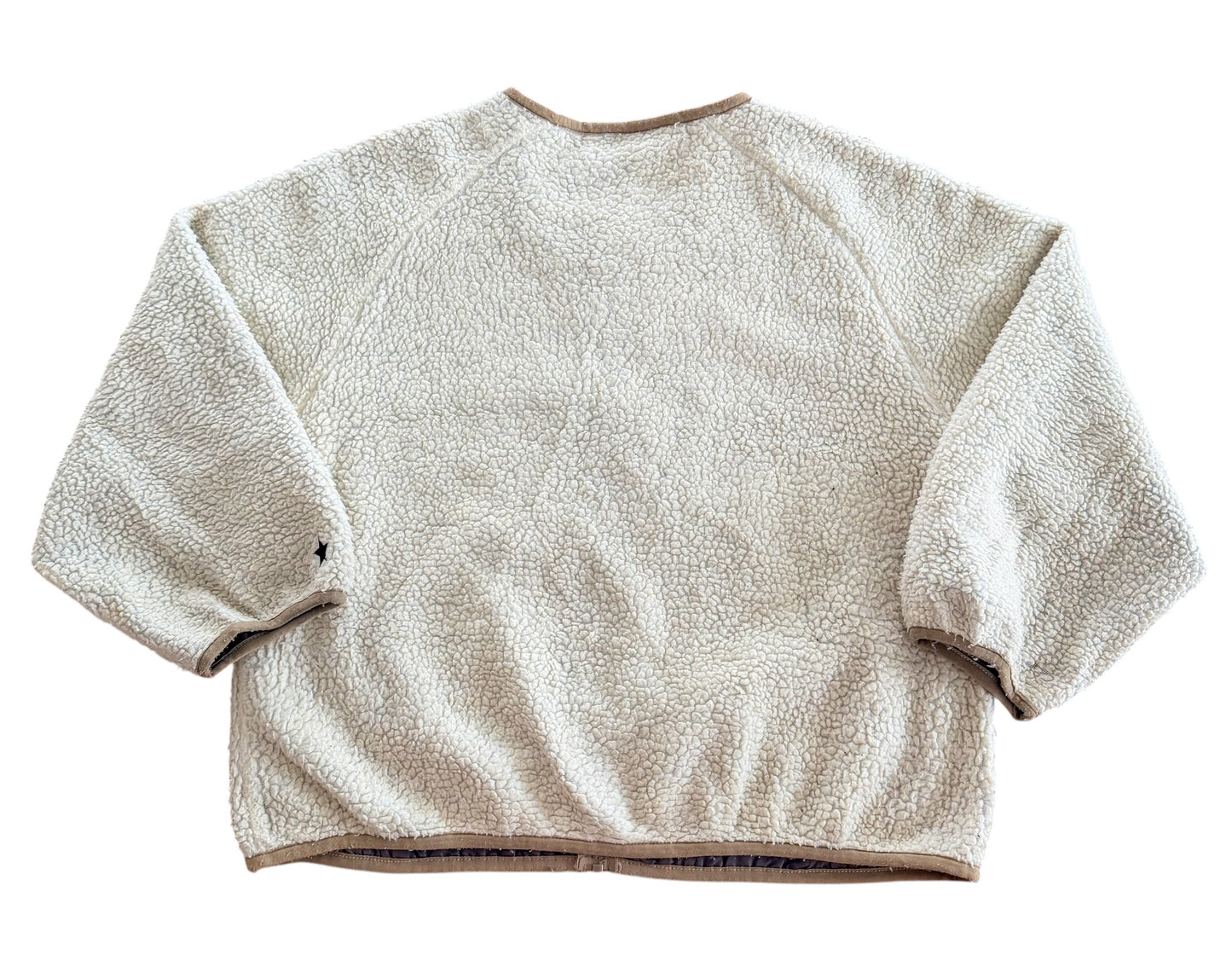 Converse All Star Sherpa Fleece Zip-Up Cream Teddy Jacket, size Large
