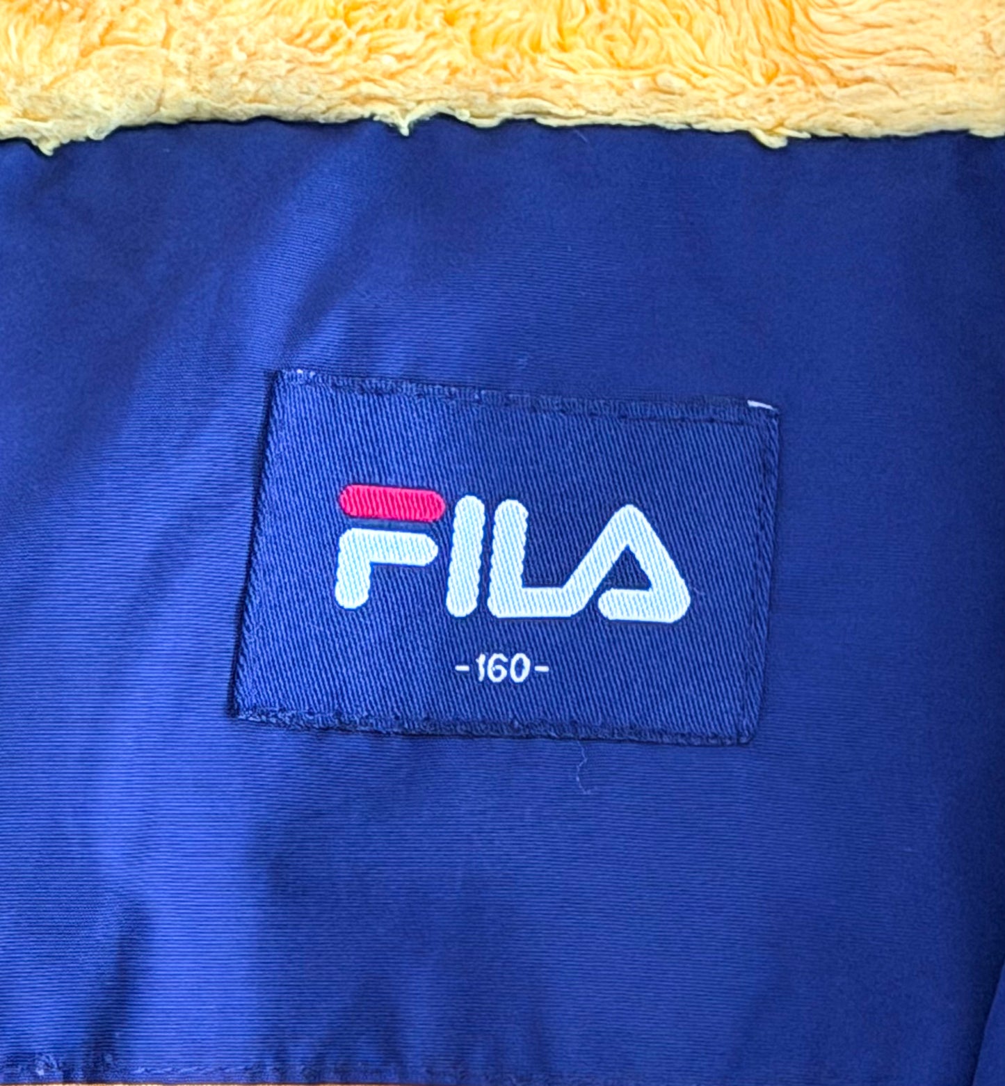Vintage Fila Hooded Jacket Navy Yellow Parka Coat, Large