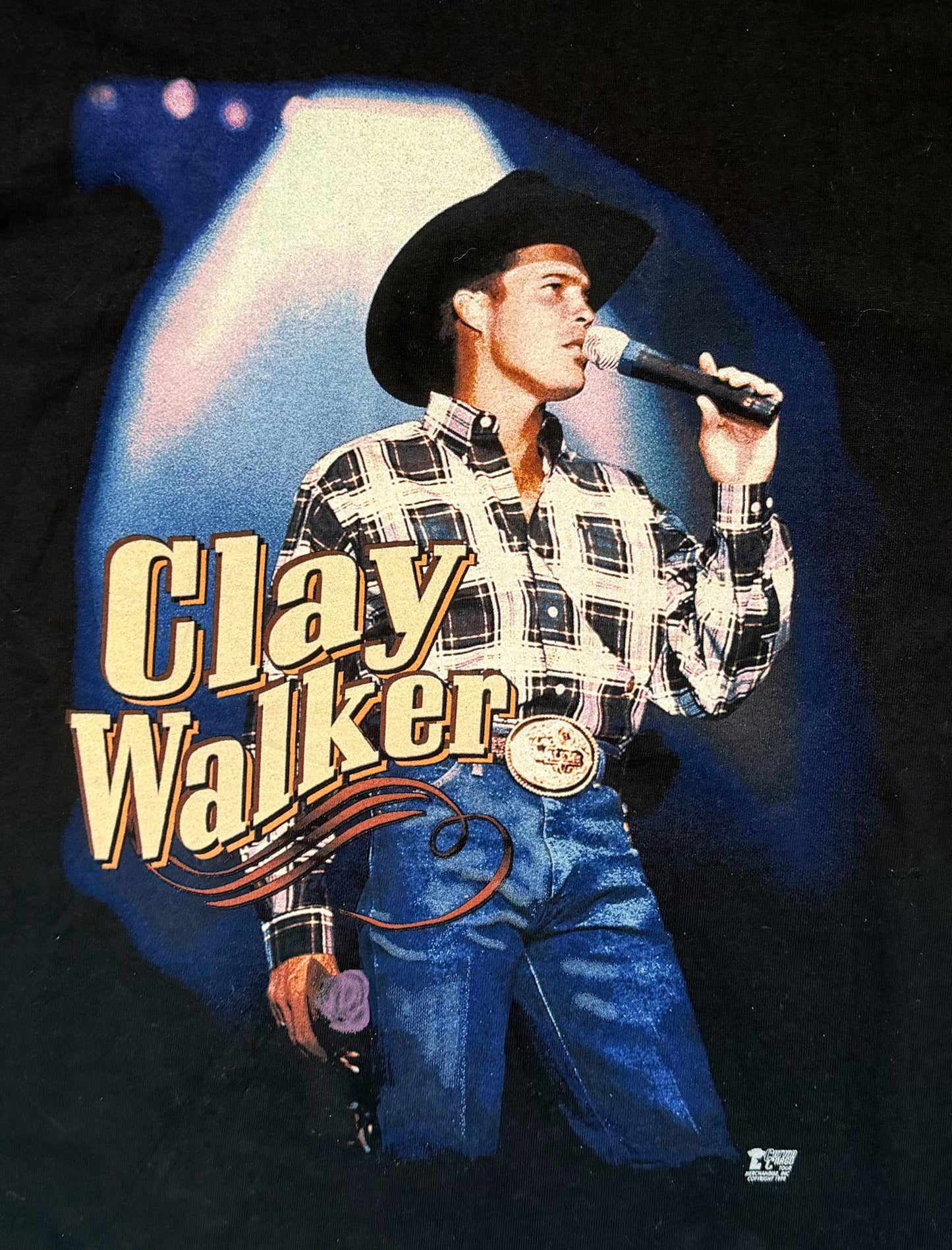Vintage 90s Clay Walker Country Music Tour T-Shirt | Black Fruit of the Loom Heavy Cotton | Retro Western Concert Tee, Size-XL