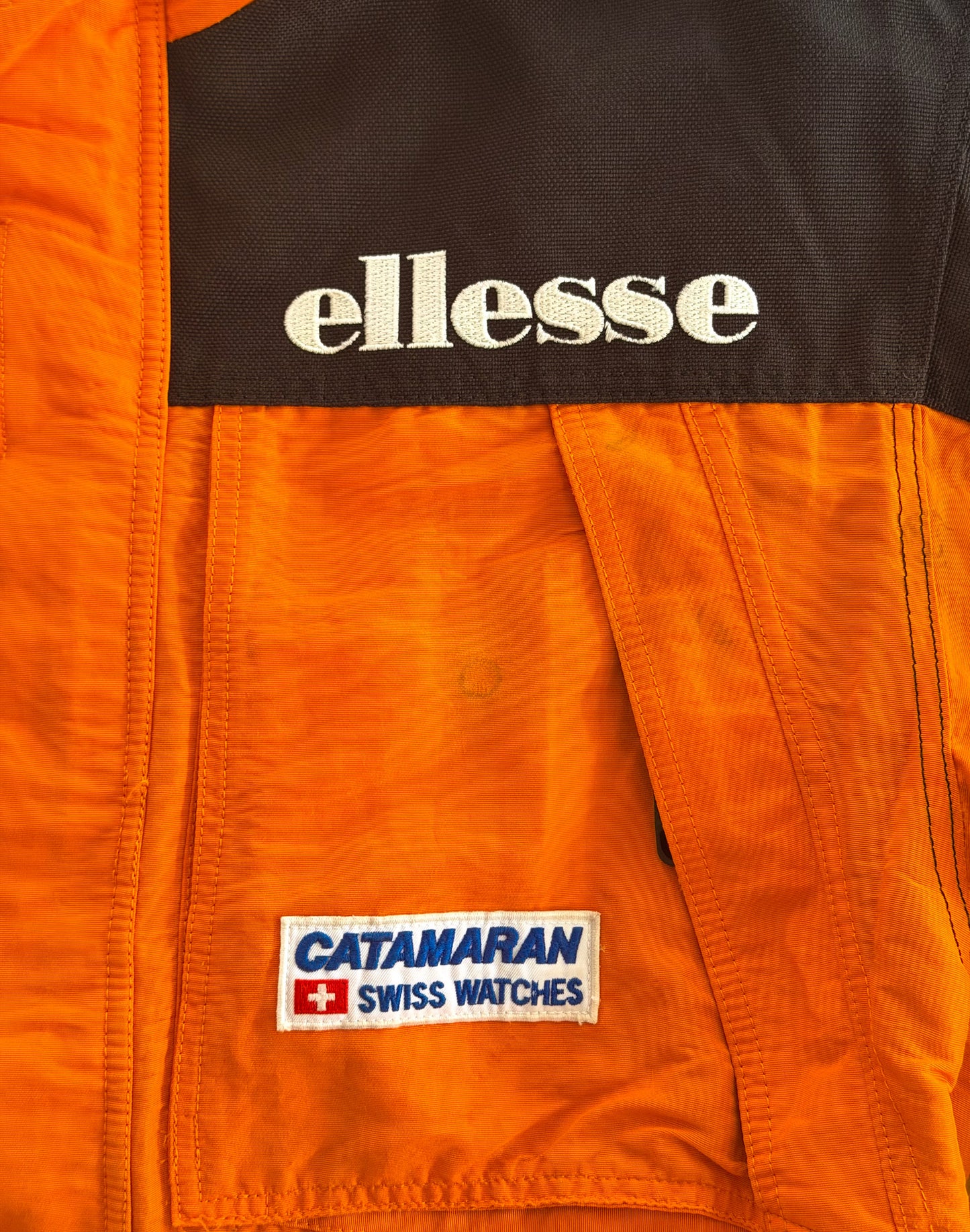 Vintage 90s Ellesse Orange Black Ski Jacket, XL