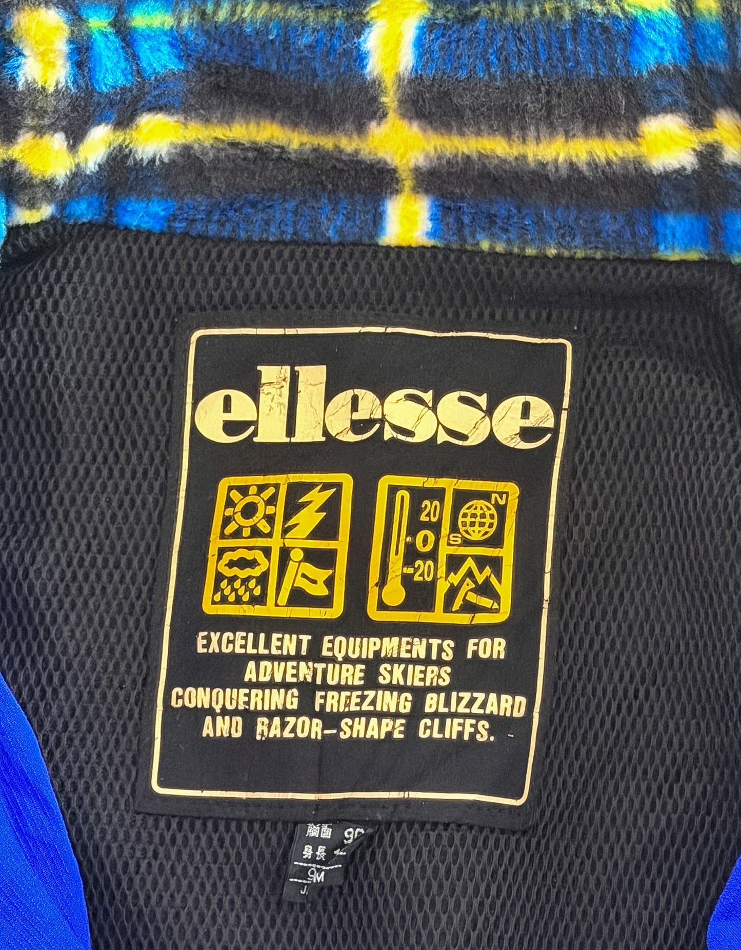 Vintage 80s Ellesse Technical Ski Jacket Blue Multi Pocket Hooded Jacket Size Large