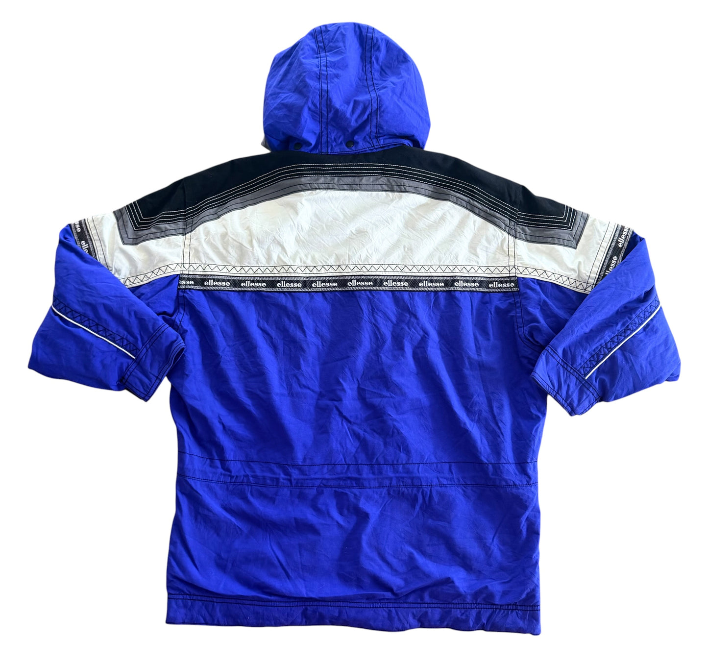 Vintage 80s Ellesse Technical Ski Jacket Blue Multi Pocket Hooded Jacket Size Large