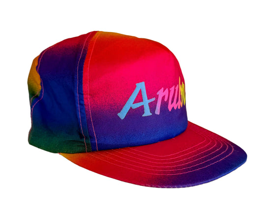 Vintage 90s Aruba Rainbow Snapback Hat – Airbrush Multicolor Neon Y2K Festival Surf Style Cap