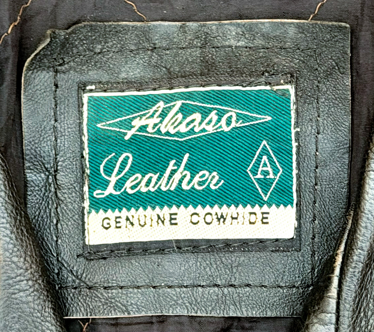 Vintage Akaso Black Leather Motorcycle Jacket – Genuine Cowhide 