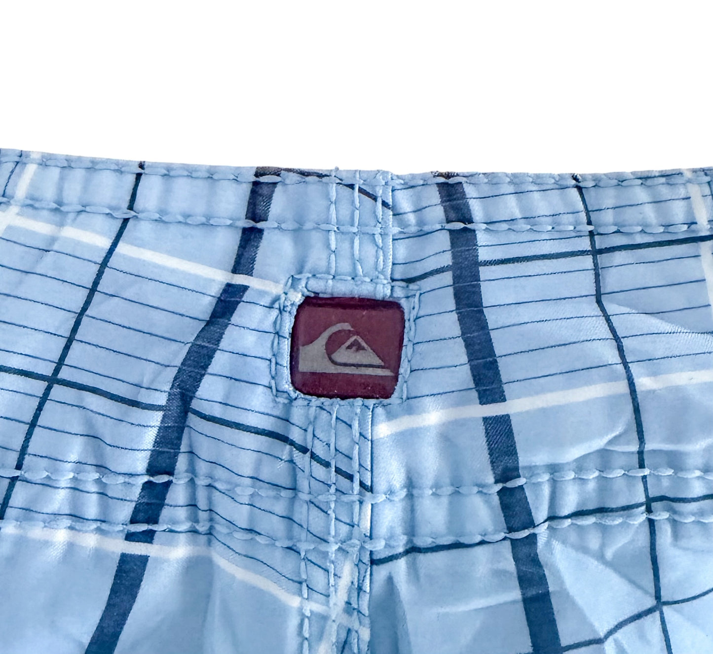 Vintage Quiksilver Blue Plaid Cargo Pocket Board Shorts, Large