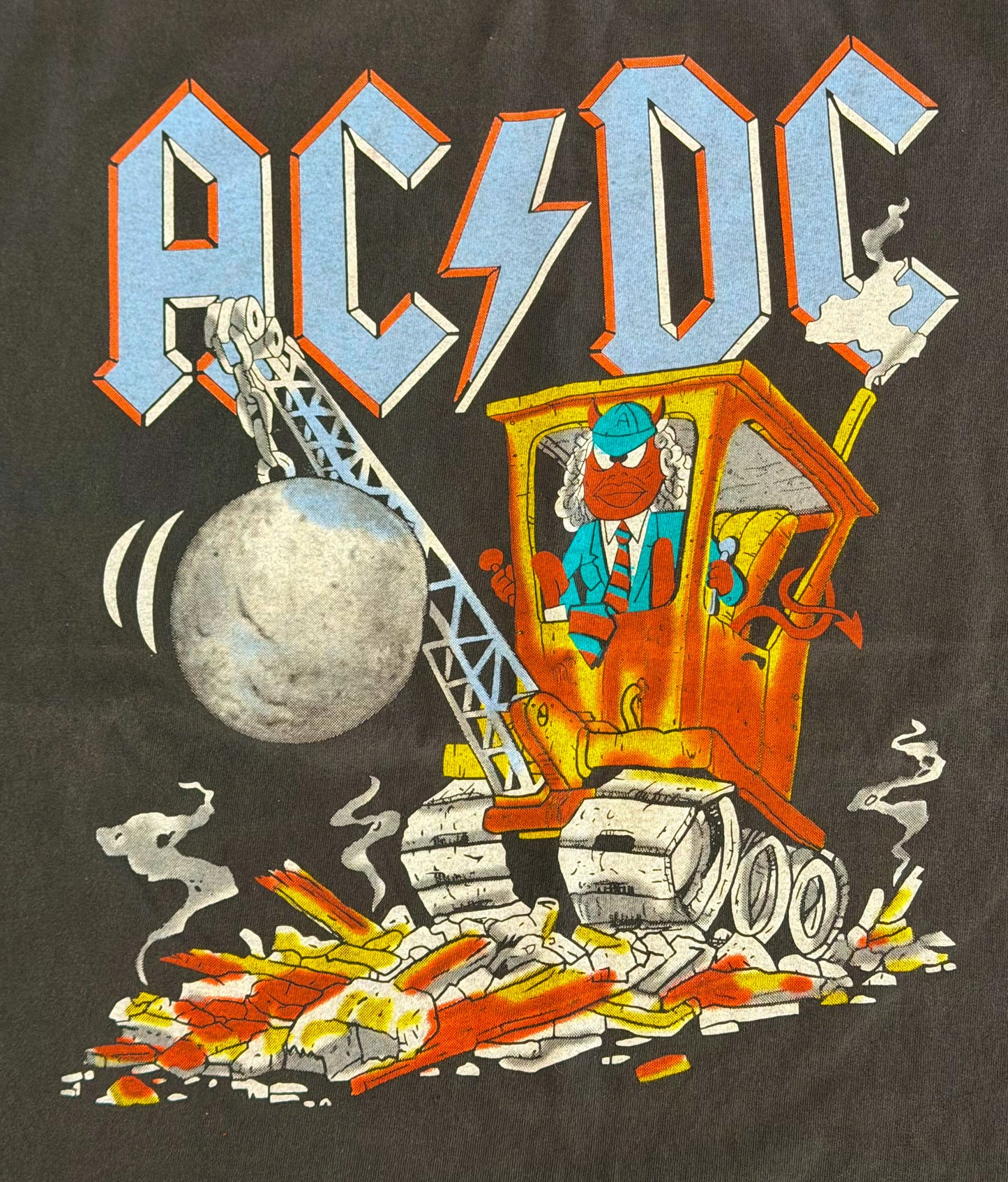 Vintage AC/DC “Wrecking Ball” Tour Tee – Double-Sided Rock Band T-Shirt | Rare Heavy Metal Graphic, Size-Large