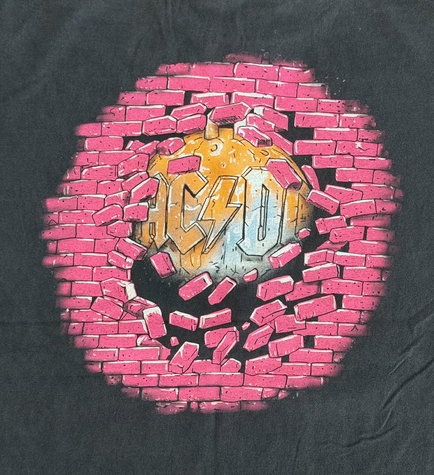 Vintage AC/DC “Wrecking Ball” Tour Tee – Double-Sided Rock Band T-Shirt | Rare Heavy Metal Graphic, Size-Large