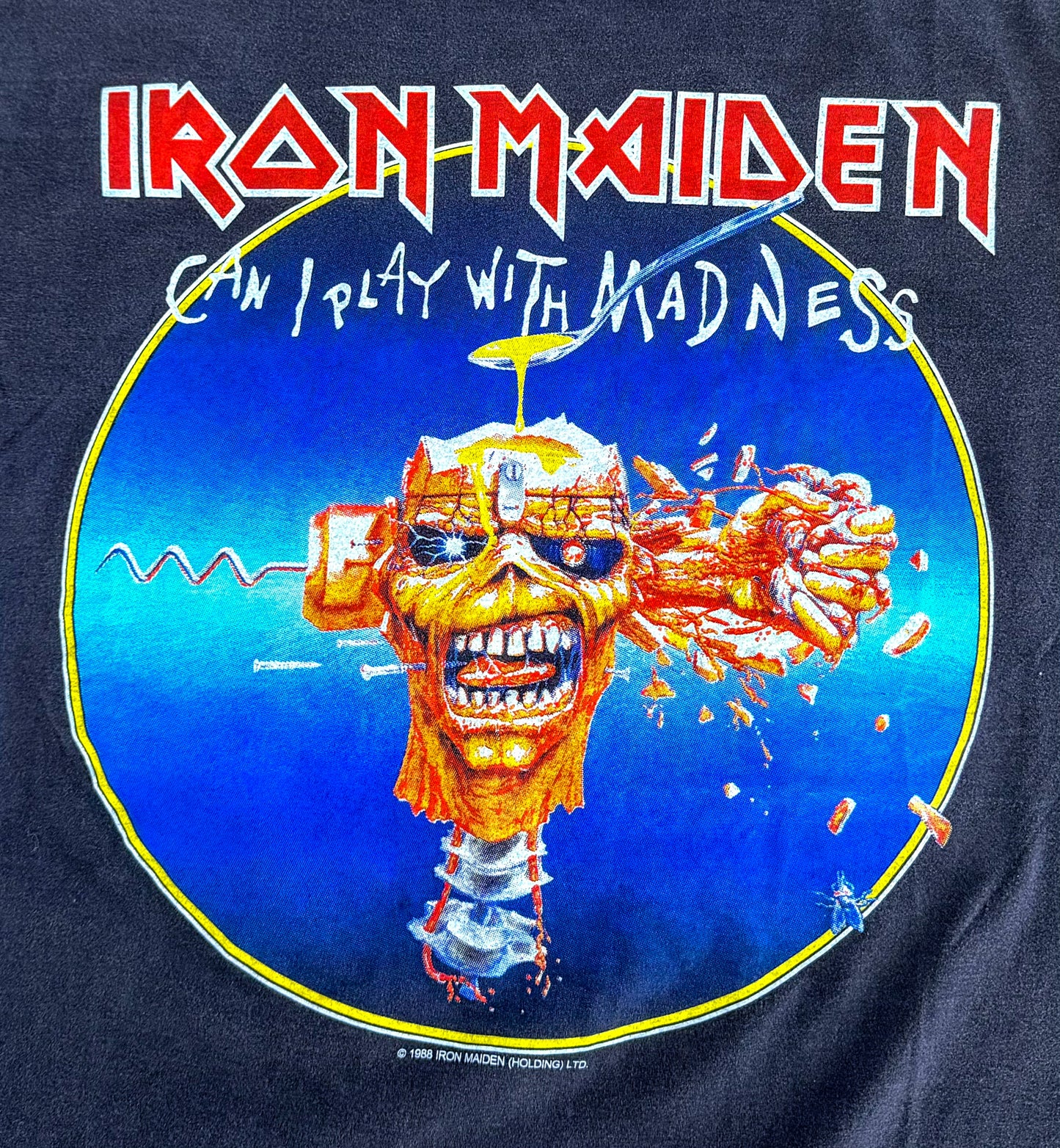 Vintage 1988 Iron Maiden “Can I Play With Madness” Tour Tee | Seventh Son Era Heavy Metal T-Shirt | Made in USA Hanes Rare, Size-Medium