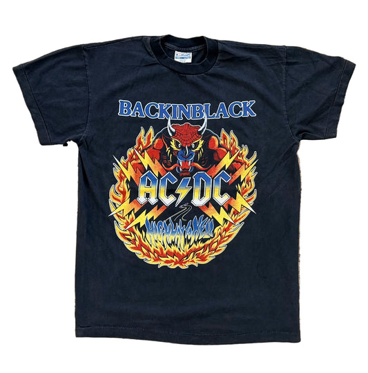 ACDC "Back To Black" "Highway To Hell" Single Stitch Made In USA Devil Graphic Vintage Band Tour T-Shirt